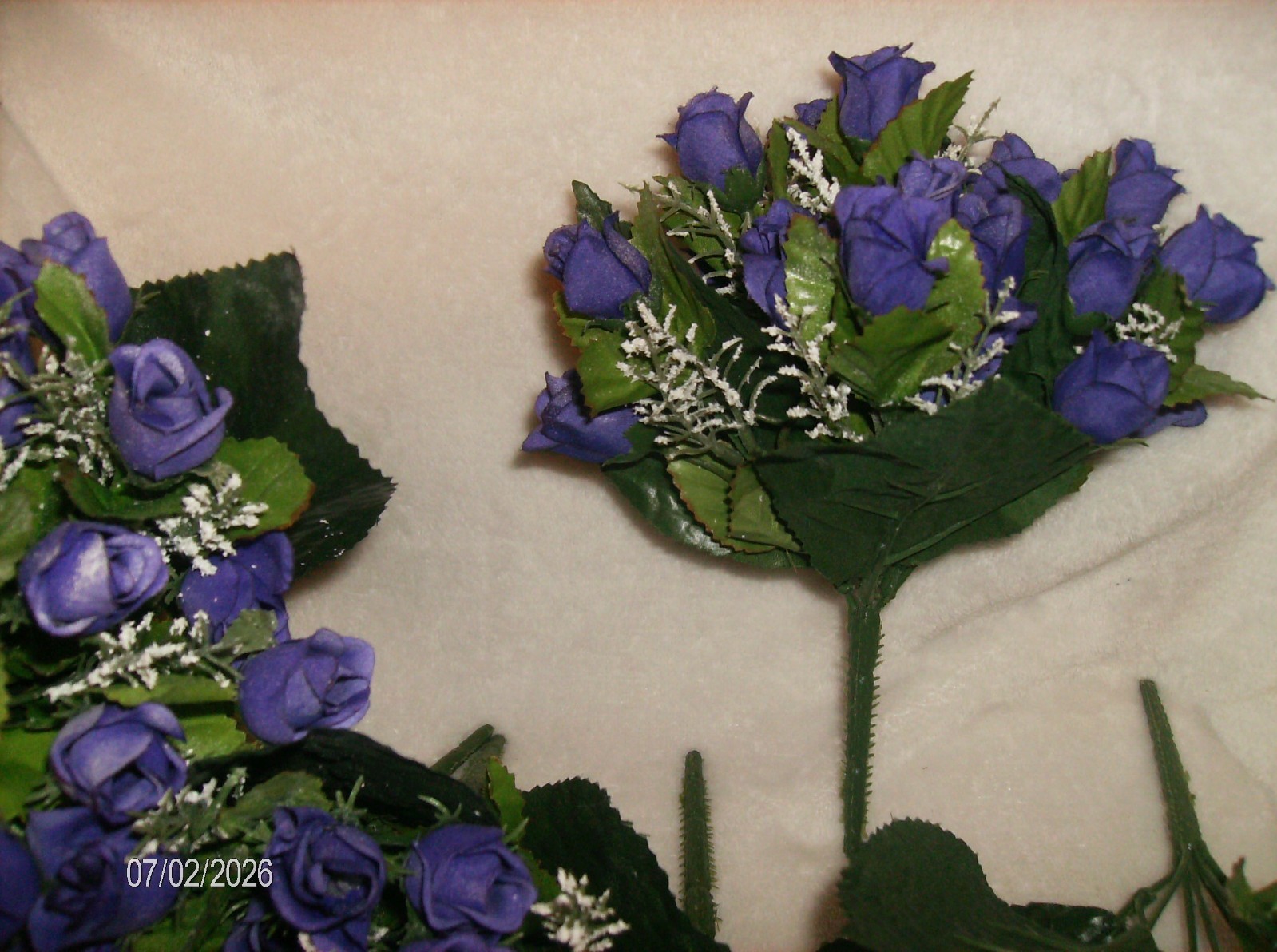 6 PLUSH BUSH PURPLE ROSES SILK SATIN POLY 10″ HIGH EACH ARTIFICIAL BOUQUET #17