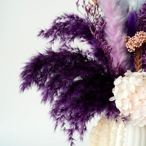 Natural Dried Pampas Grass Bouquet with Black Ceramic Vase, 17″ Color Scheme 3