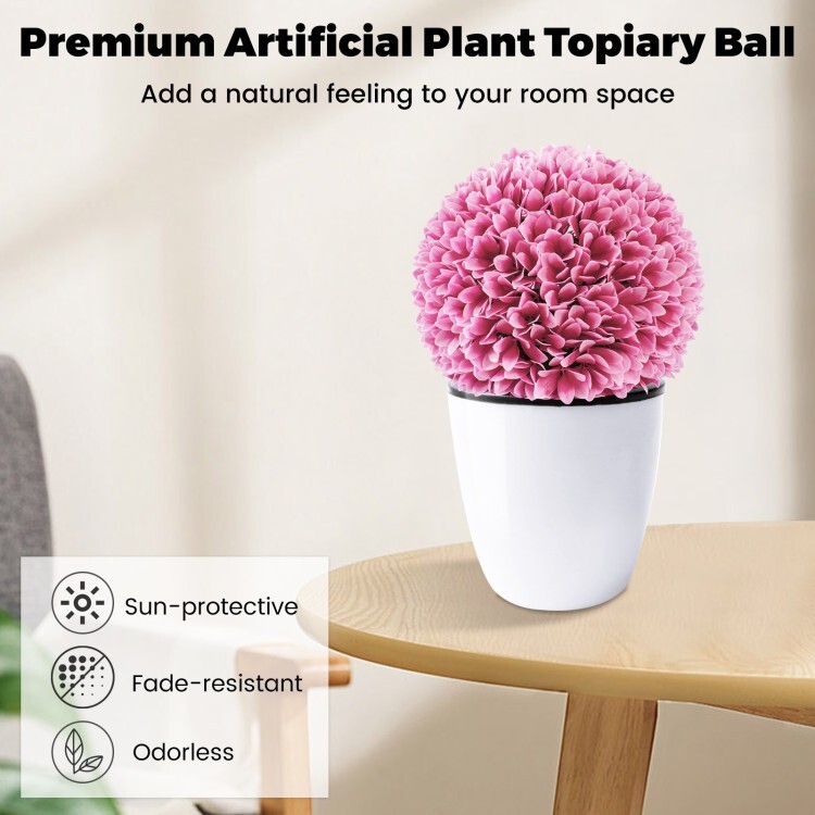 2 Pcs Artificial Plant Topiary Ball, Faux Boxwood Indoor Outdoor Decorative Ball