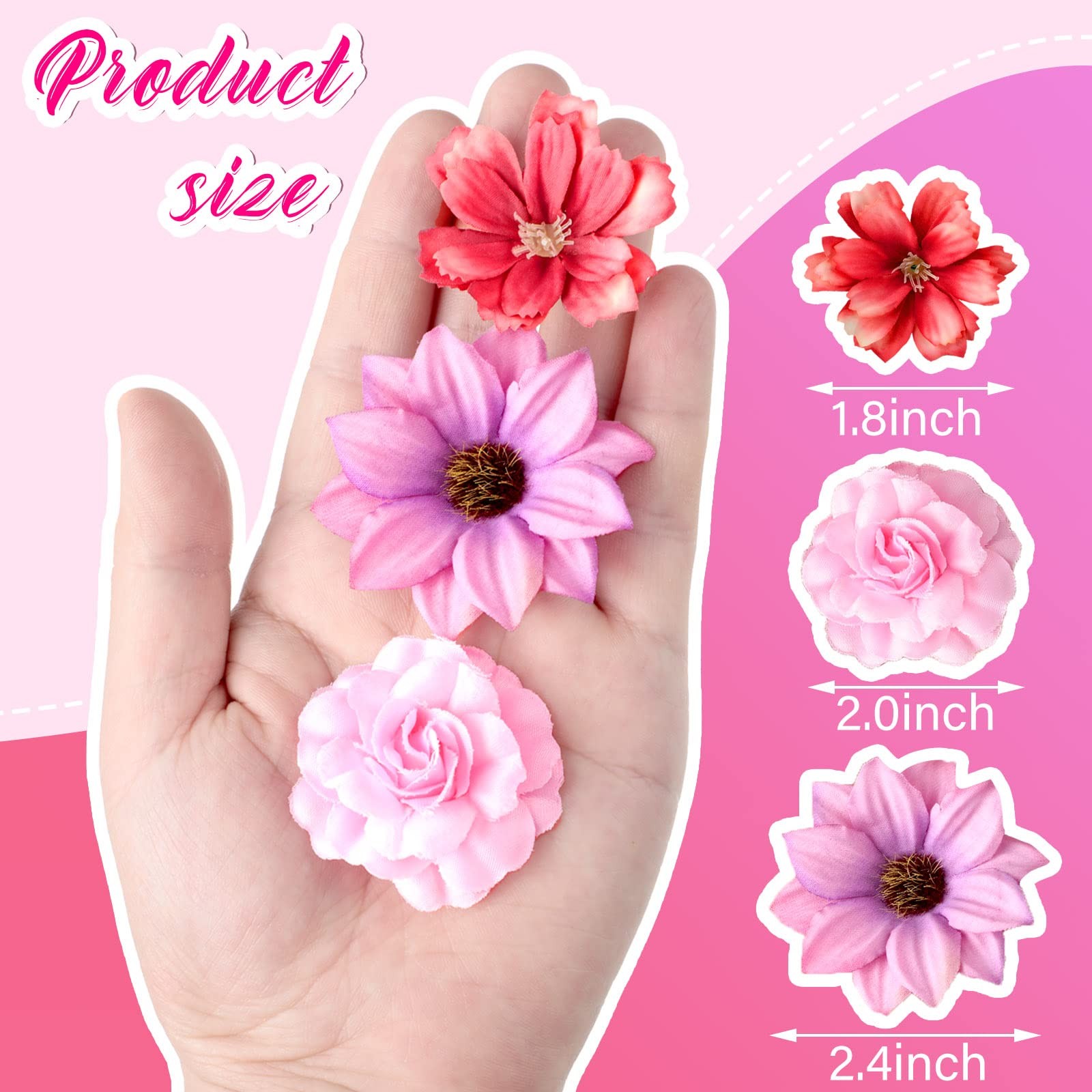100 PCS Assorted Flower Heads Decorative Artificial Faux Floral Craft Supply