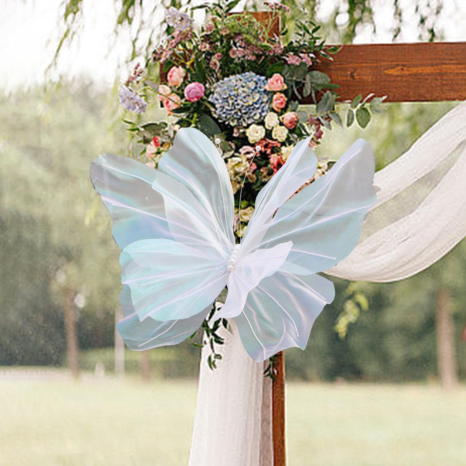 Silk Yarn Artificial Butterfly Decoration, Giant Gauze Fake Butterfly Mesh Ph…