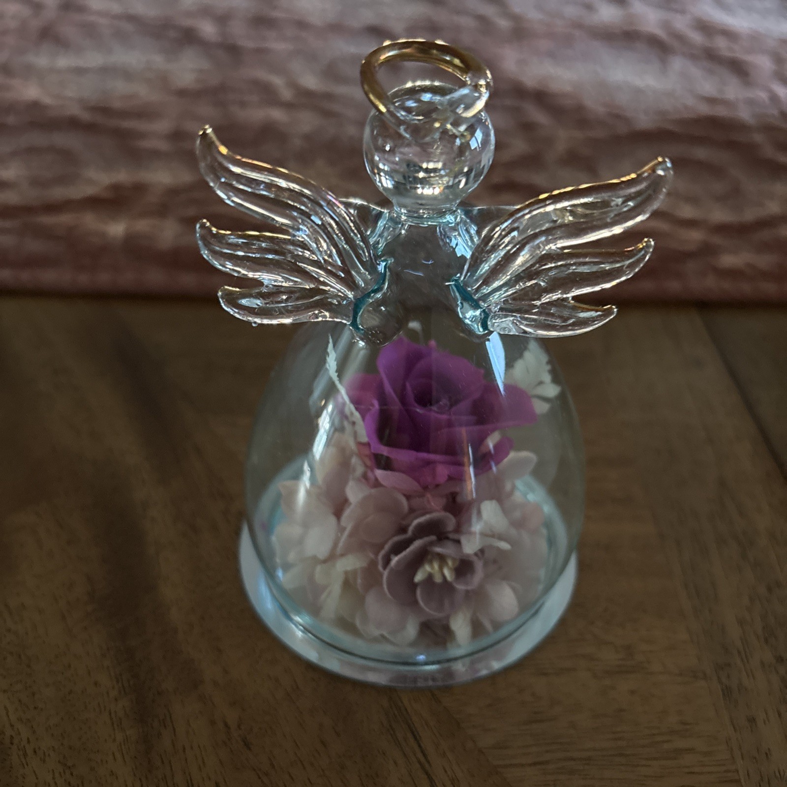 Beautiful Angel Pink Rose Figurine by ANLUNOB. The Only Eternal Rose.