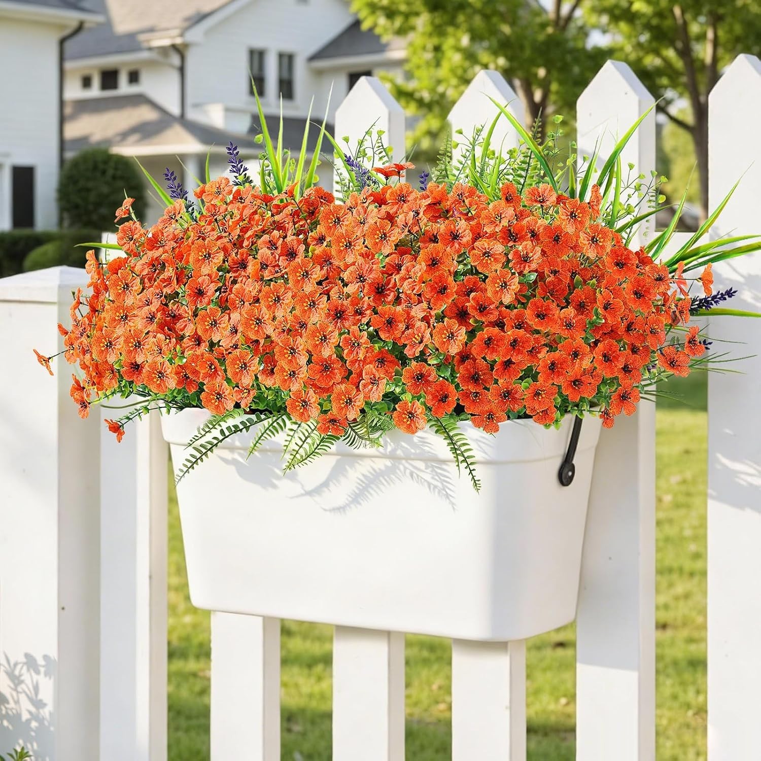 24 Bundles Artificial Flowers for Outdoors Spring Decoration, UV Resistant Eu…