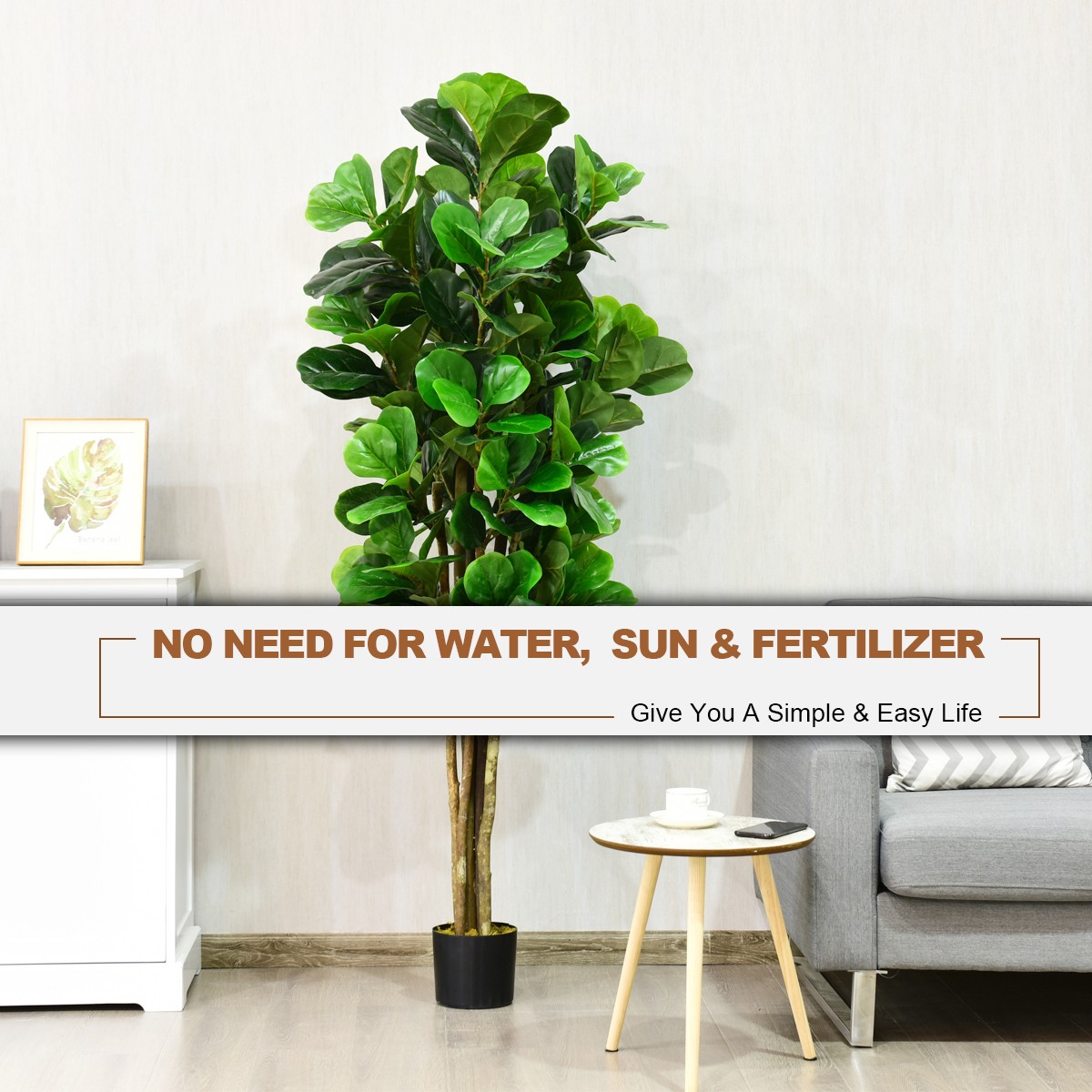 6-Feet Artificial Fiddle Leaf Fig Tree Indoor-Outdoor Home Decorative Planter