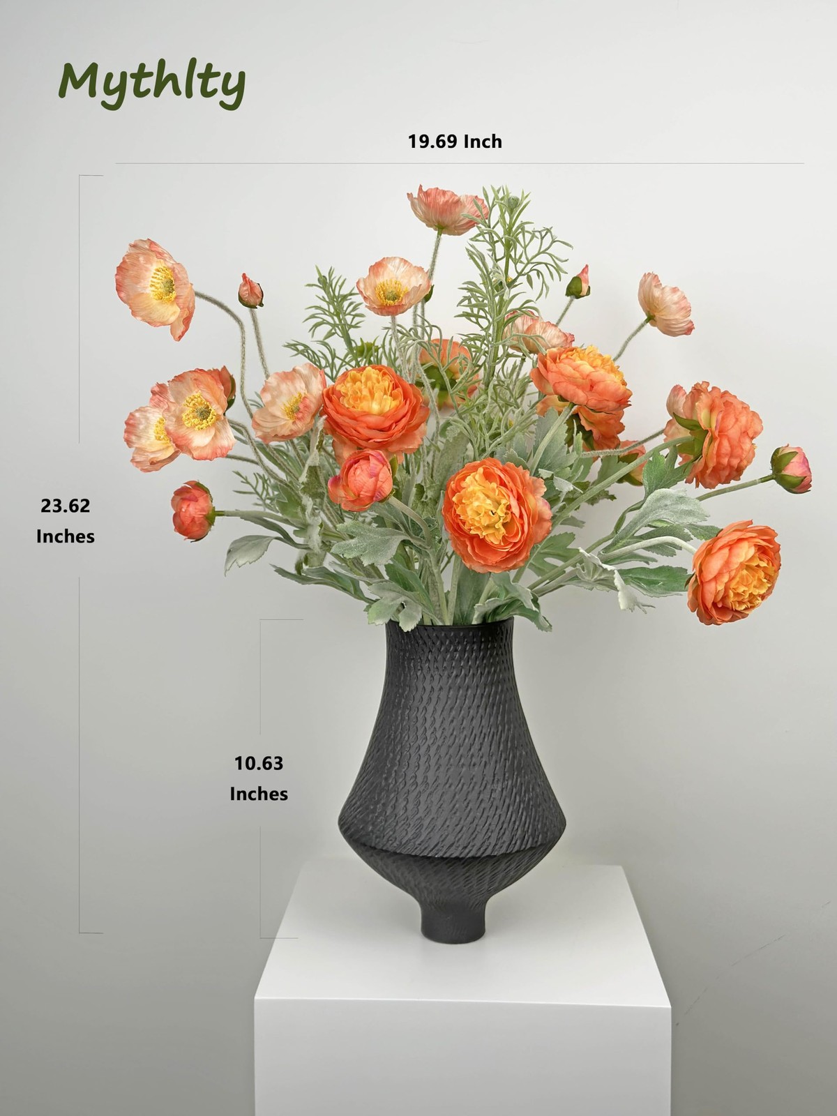 10pcs Orange and Gradient Pink Artificial Flowers for Vase, Fake Peonies Popp…