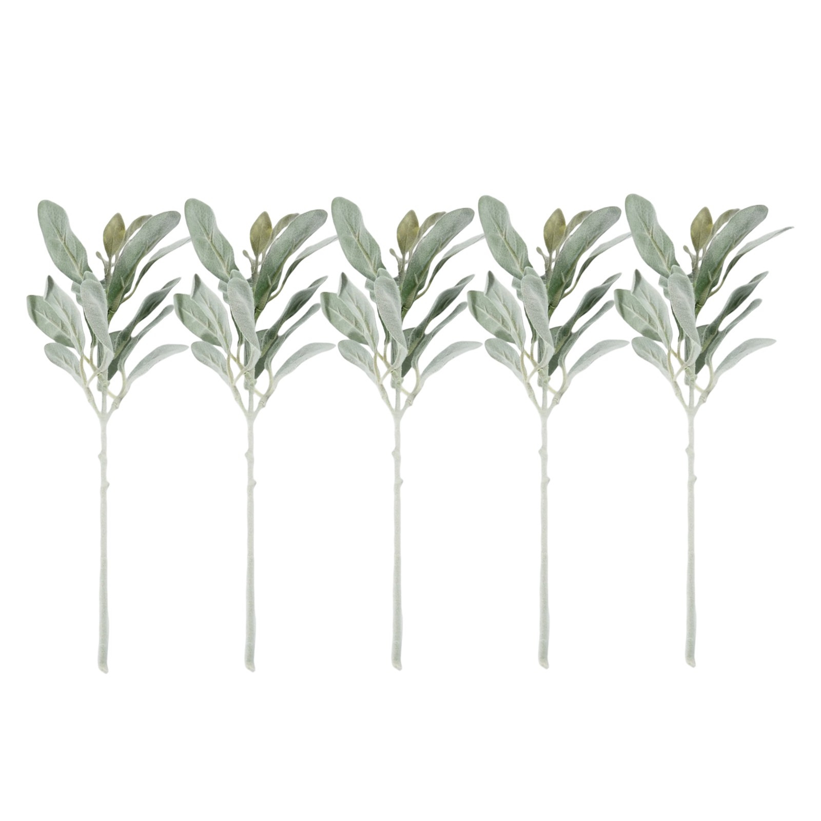 Faux Lambs Ear Stems 5Pcs Flocked Artificial Greenery Solid Fake Ear6008