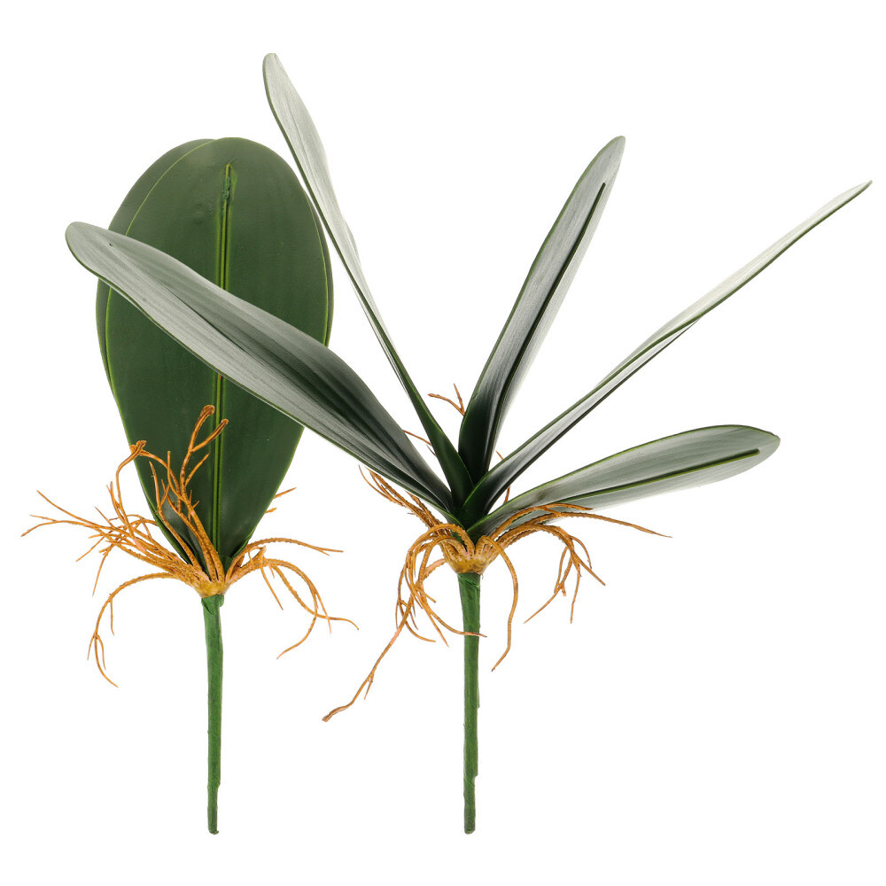 2 Pcs Artificial Plants Orchid Fake Flowers White Simulation Leaves Home Decor