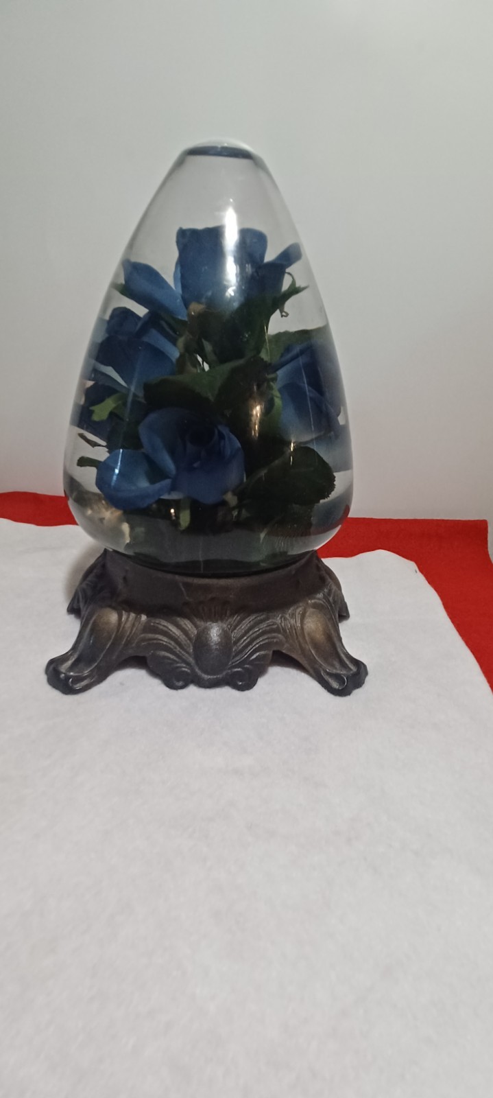 Vintage Egg Shaped Blue Rose Dome in Liquid Approx. 9″ Tall & 18″ circ. @ Base