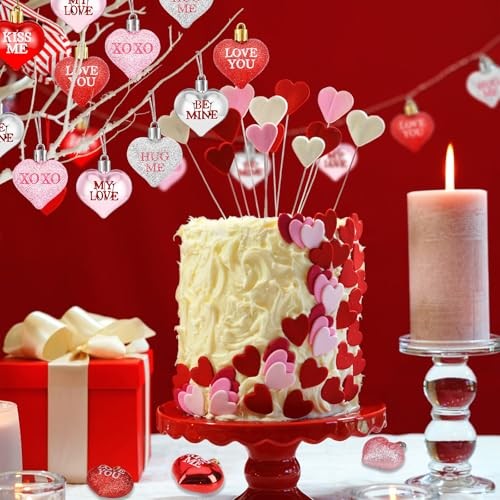 36Pcs Valentine’s Day Heart Shaped Ornaments Romantic Valentines Conversation