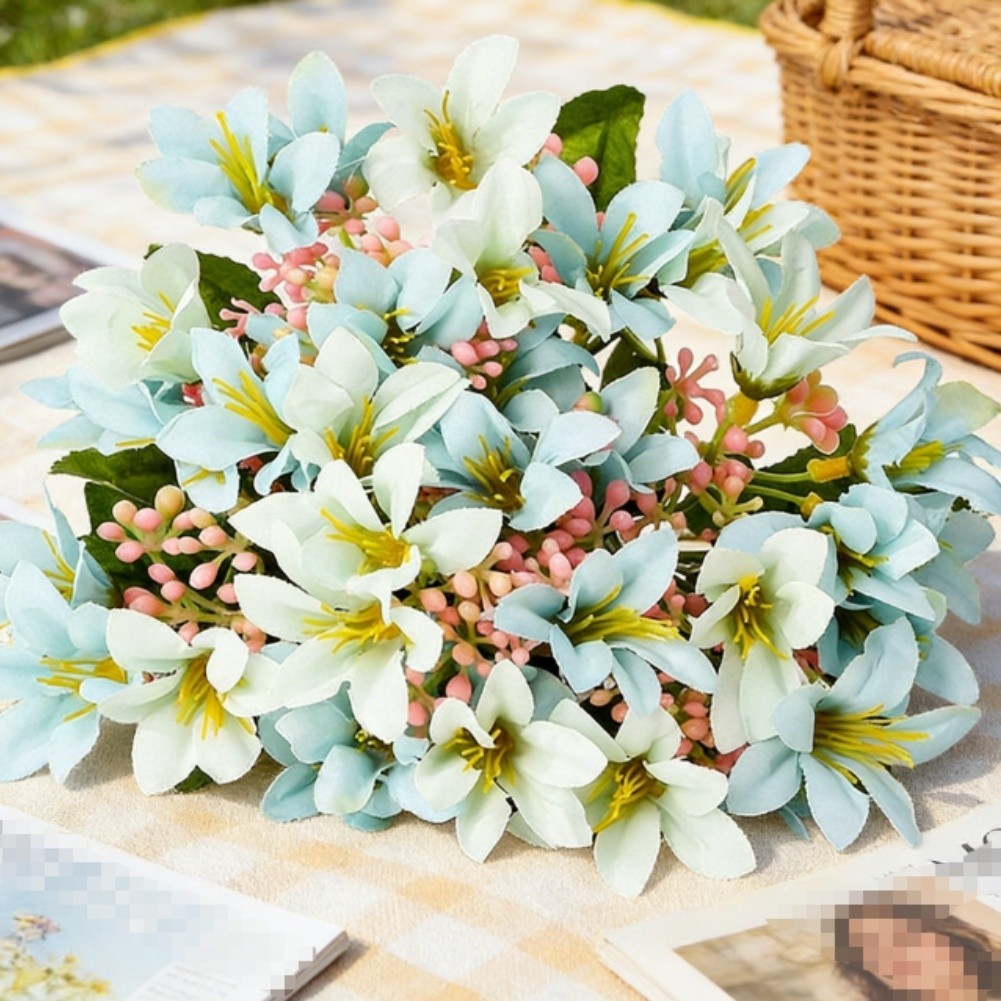 Artificial for lily Bouquet Silk Cloth 18 Stems for Modern Minimalist Decor 32cm
