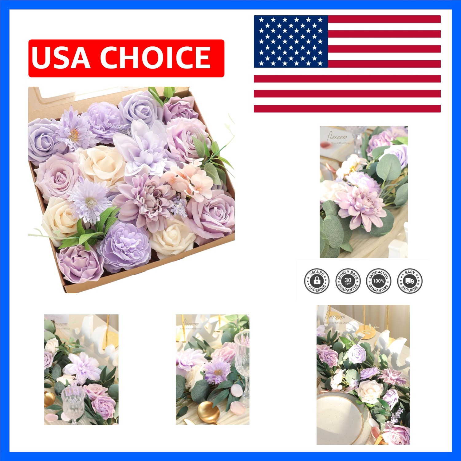 Lavender Violet Lilac Artificial Flowers Fake Roses Peonies Dahlias Greenery …