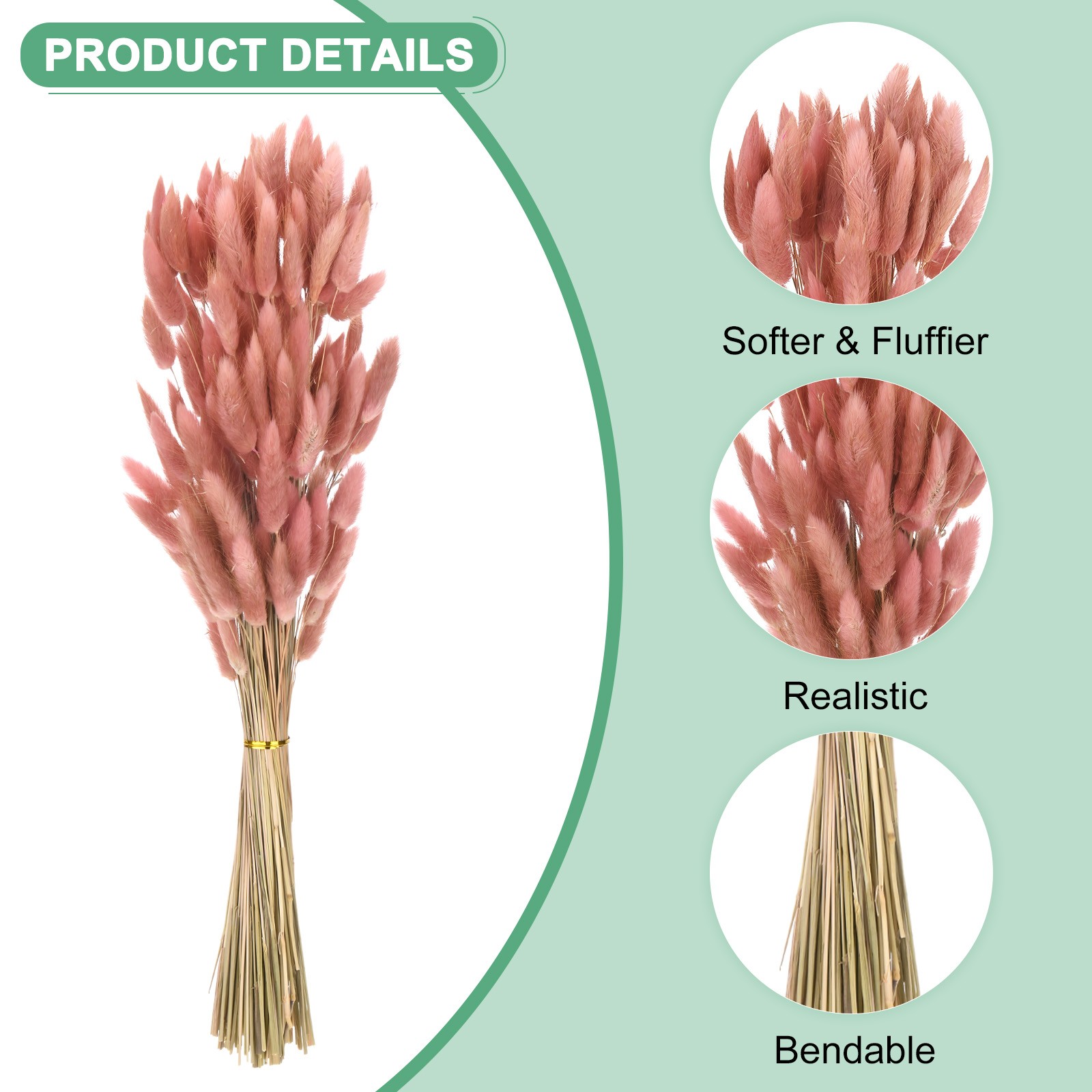 120-Pack Bunny Tails Grass 17 Inch for Home Decor/Wedding [Brown]