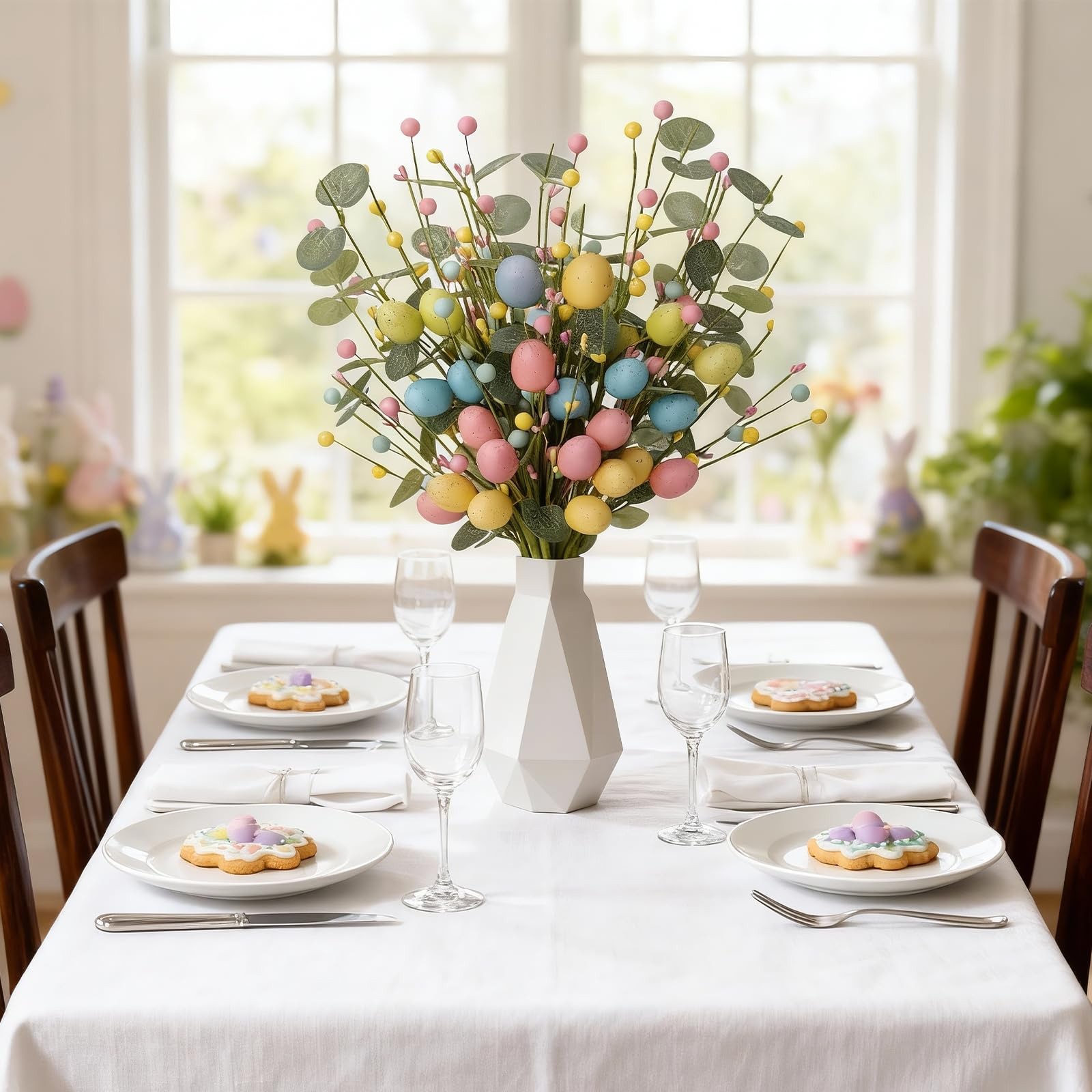 Artificial Easter Stems 6 Pack Easter Picks Stems 17 Inch Egg Picks with Colo…