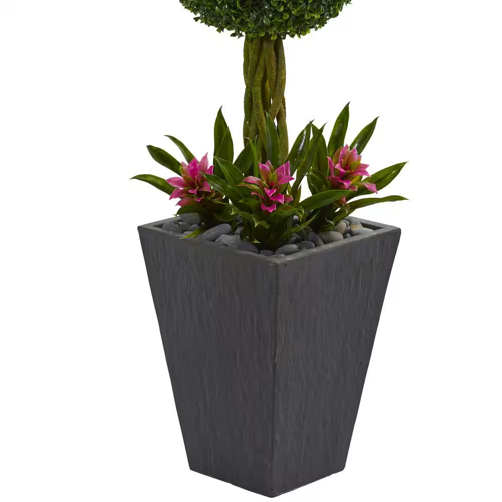 5 Ft. High Indoor/Outdoor Double Boxwood Ball Topiary Artificial Tree in Slate P