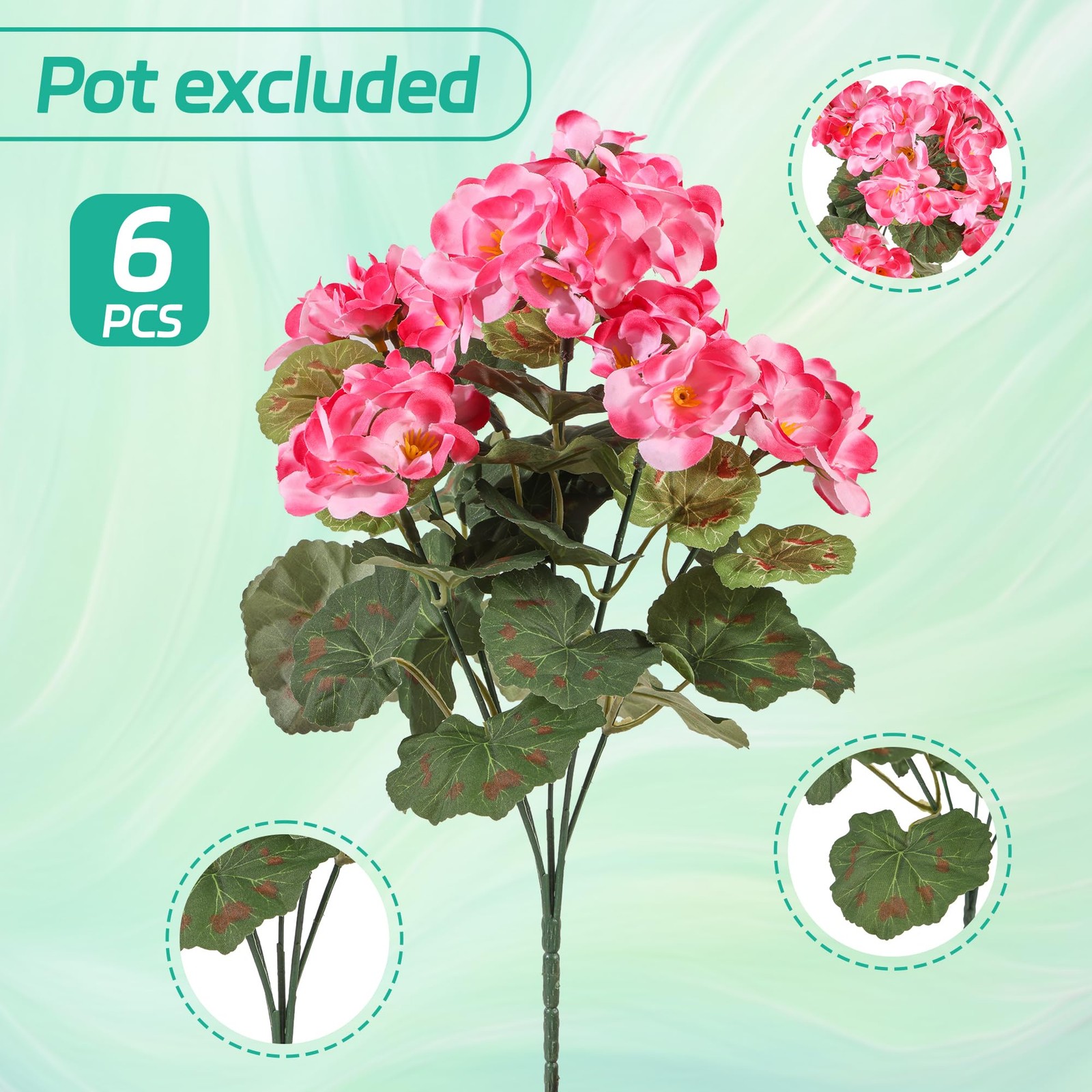 Artificial Geranium Flowers for Outdoors, 6 pcs Silk Geraniums Fake Flowers U…