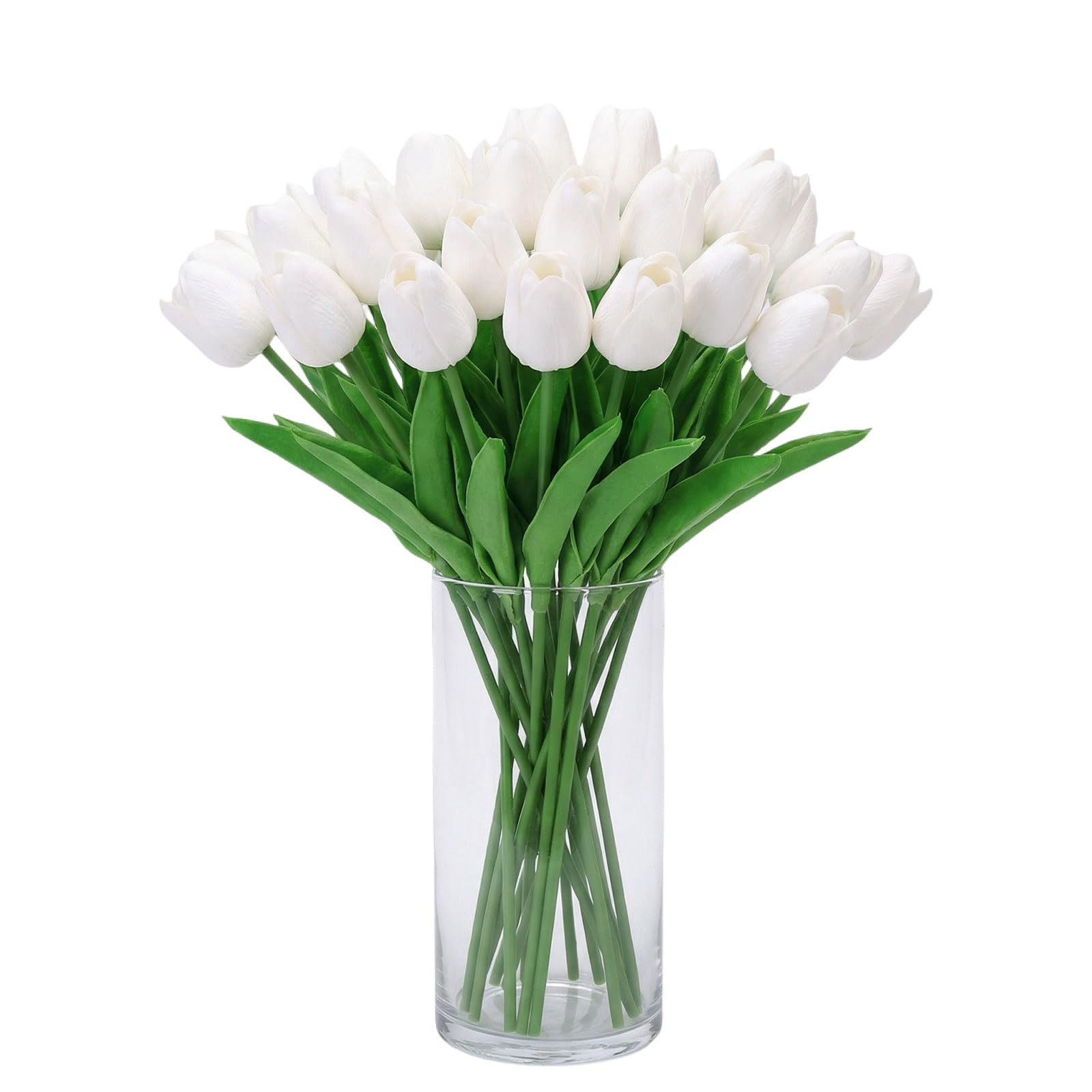 20pcs White Tulips Artificial Flowers Flores Artificiales para Decoracion,Rea…