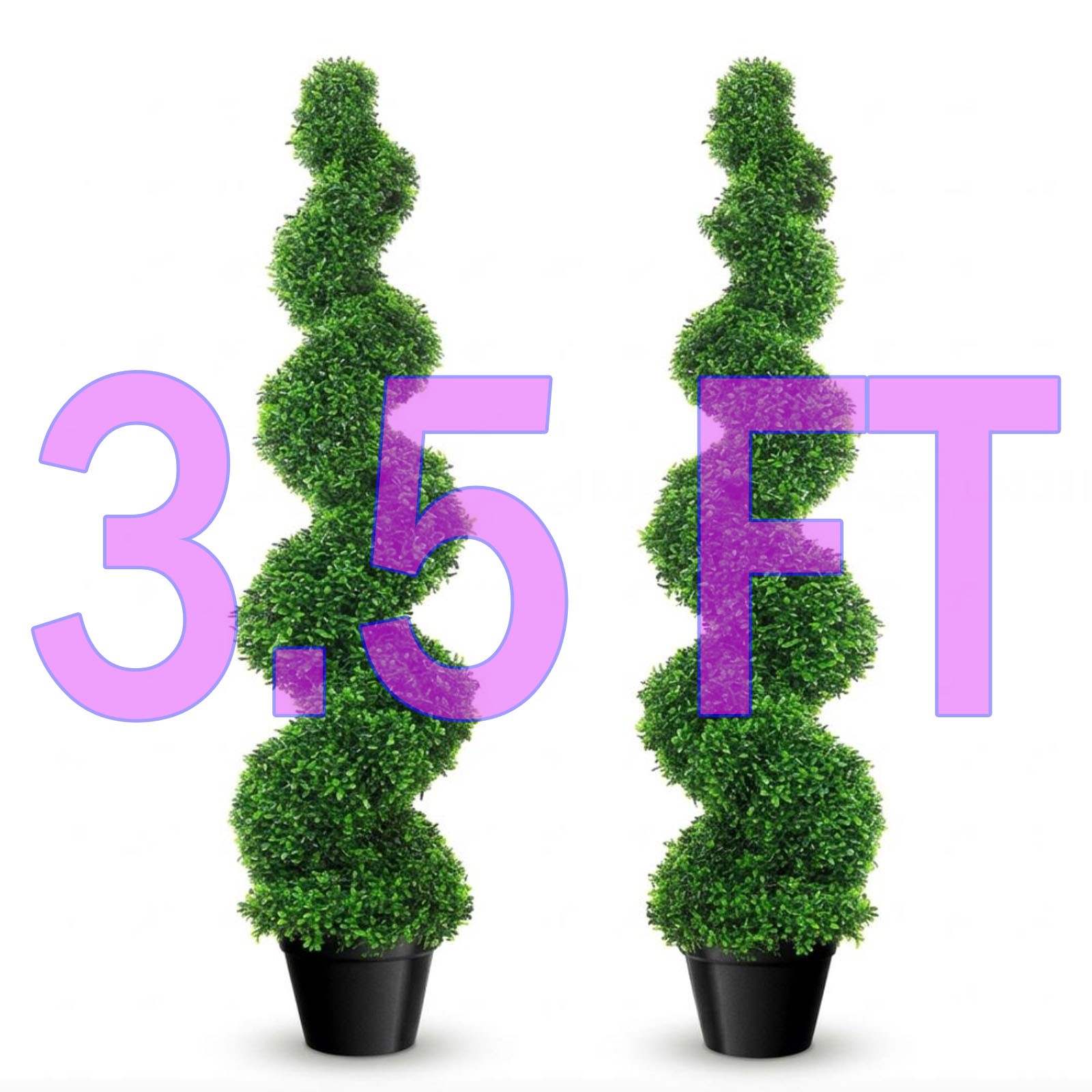 3.5Ft Topiary Trees, Artificial Boxwood Tree Set for Front Door Indoor Outdoor