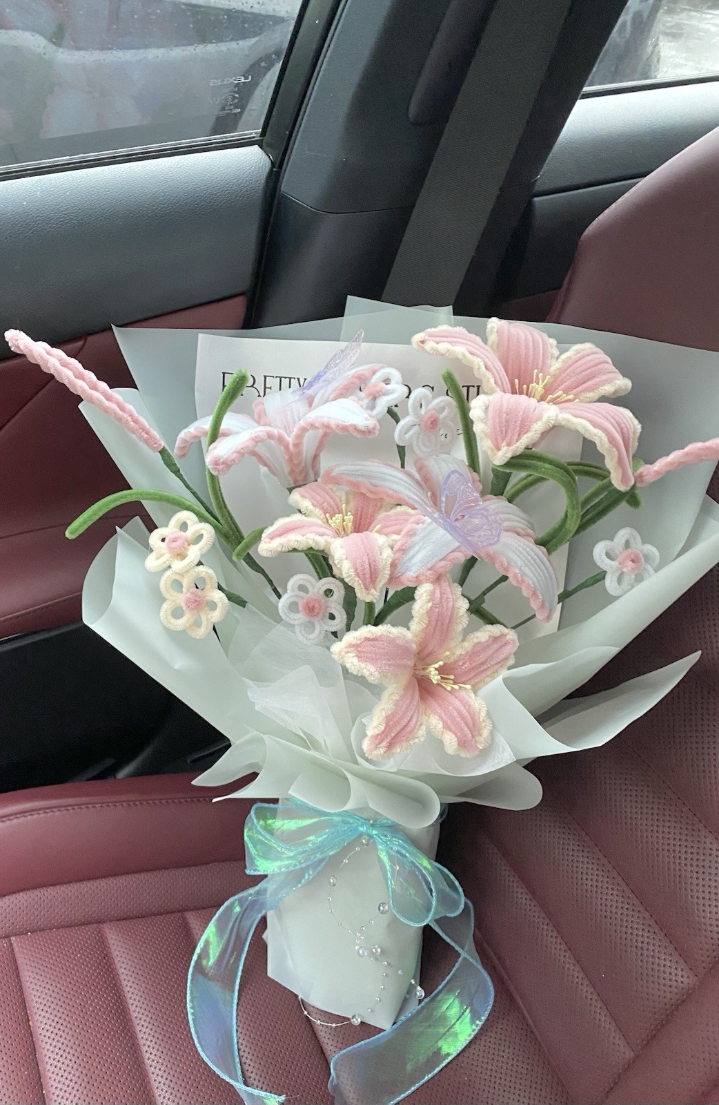 Handmade Pastel Lily Bouquet Fuzzy Wire Flowers Pipecleaner Flowers Bouquet