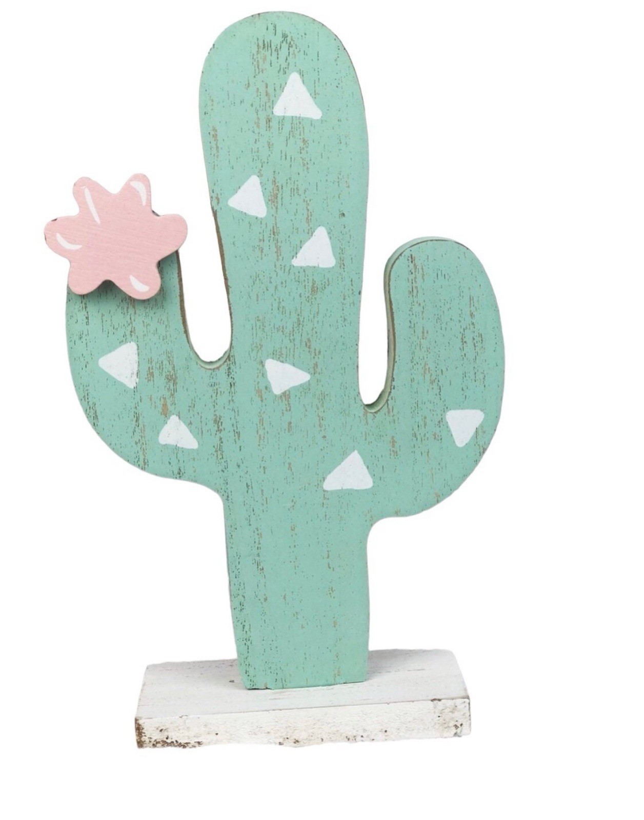 Mint Green Cactus w/Flower Decor- NEW