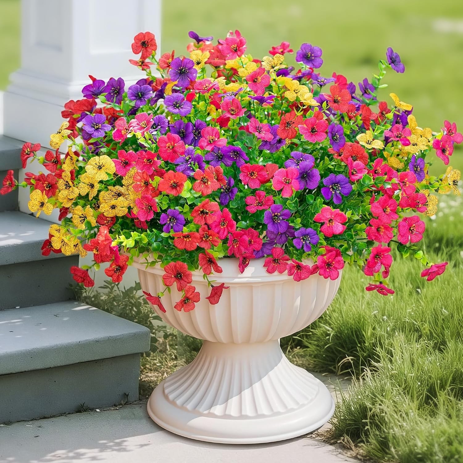 Vibrant 16-Pack Artificial Flowers – UV Protected for Stunning Garden Displays