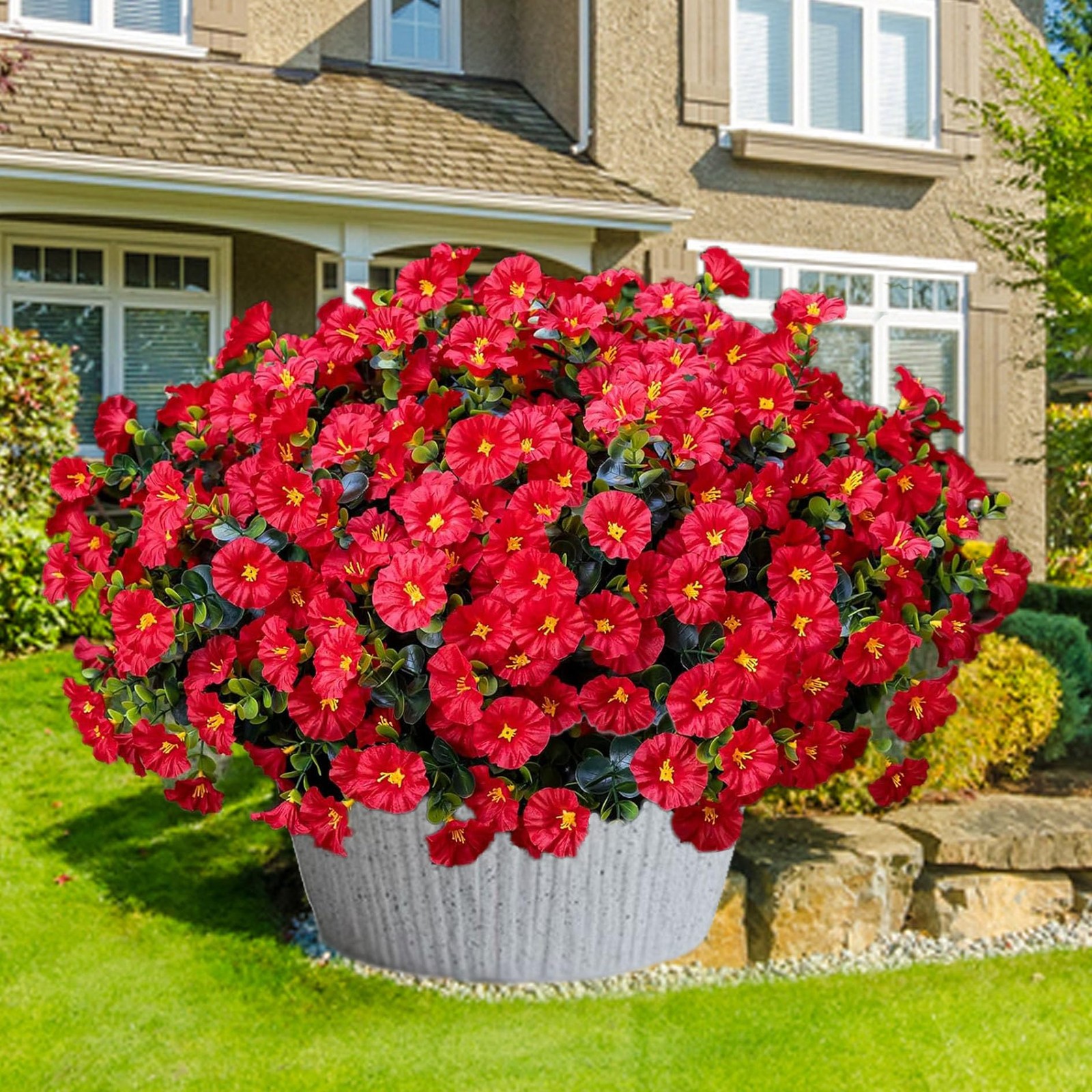 Artificial Outdoor Flowers 16 Bundles Fake Morning Glory Flower Outdoor UV Re…