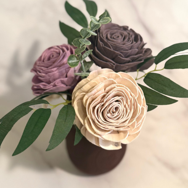 Sola Wood Flower Centrepiece Lavender Rose Burgundy Mason Jar Arrangement