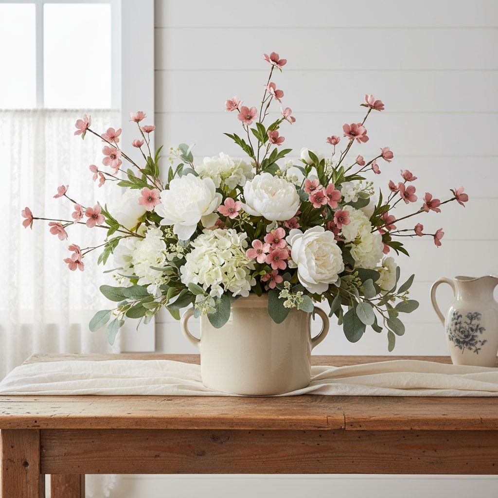 Dusty Rose Dogwood Stems Artificial Dogwood Flowers Faux Floral Branches Cottage
