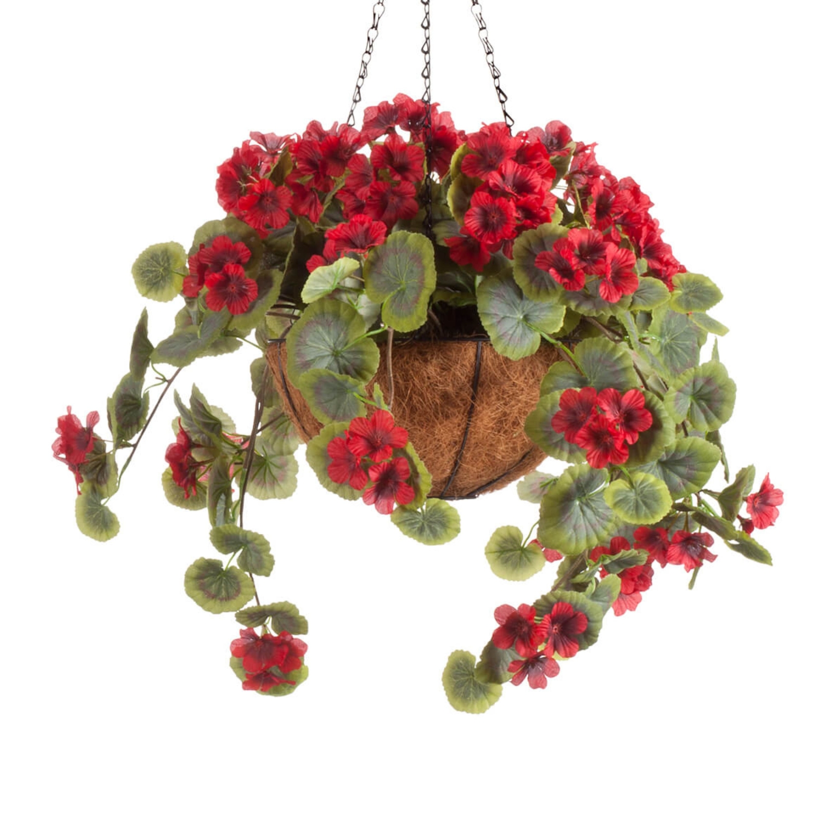 Large Artificial Red Geranium Hanging Basket Indoor Outdoor Patio Garden Decor