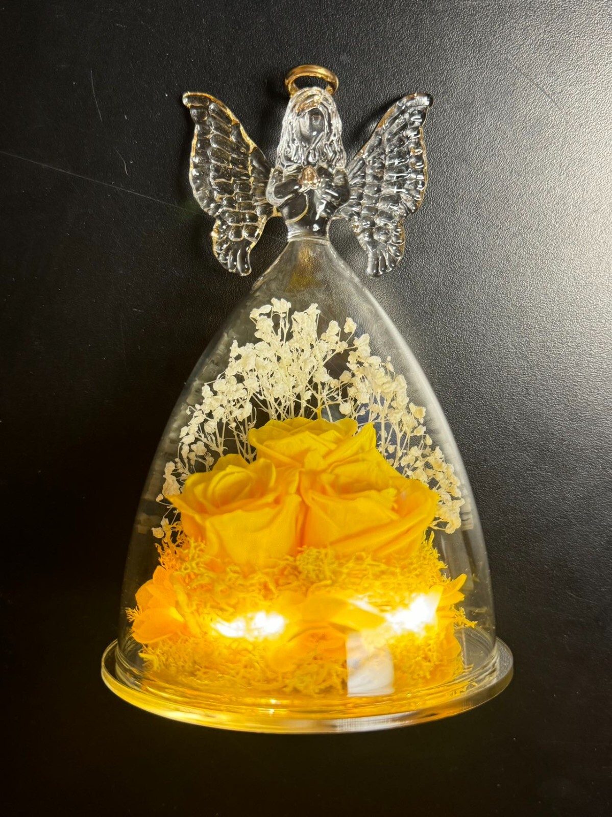 Mothers Day Mom Gift for her, Preserved Real Flower Rose in Large Glass Angel…