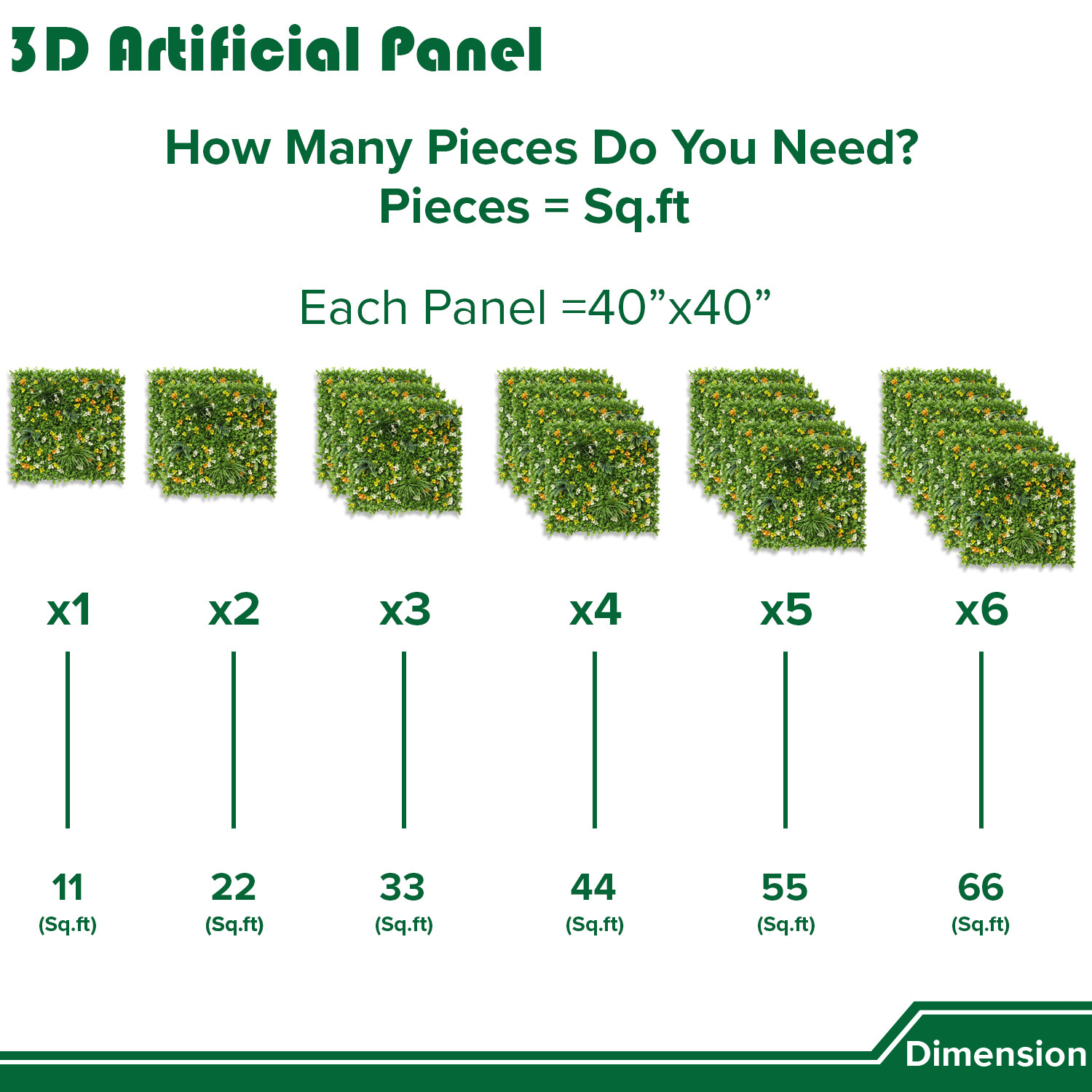 40″ Artificial Grass Mats 3D Mixed Plant Wall Ledge Decor For Home Festival #6