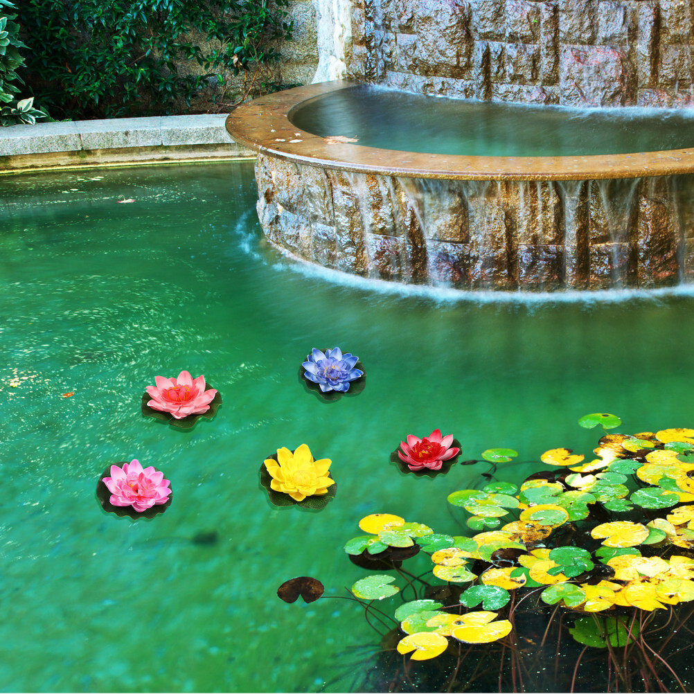 5PCS Artificial Floating Water Lily EVA Lotus Flower Pond Decor 10cm