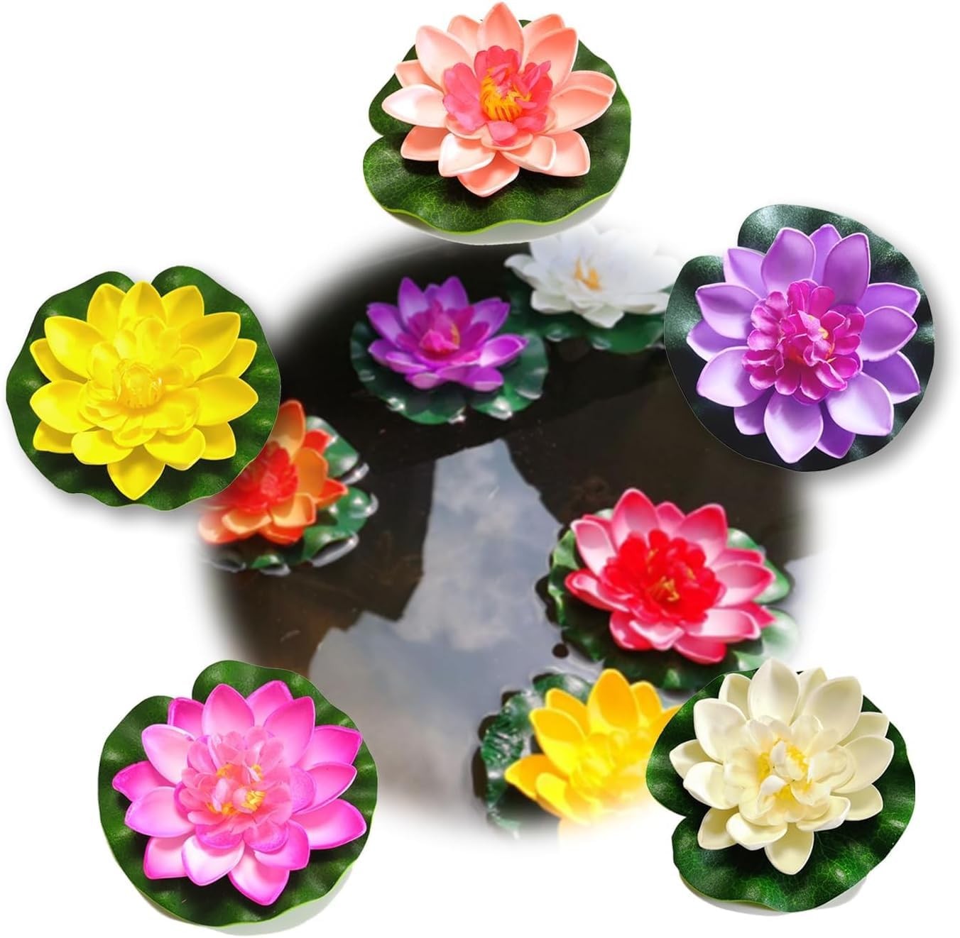 Artificial Floating Foam Lotus Flower, Lily Pads for Lake, Artificial Pond Pl…