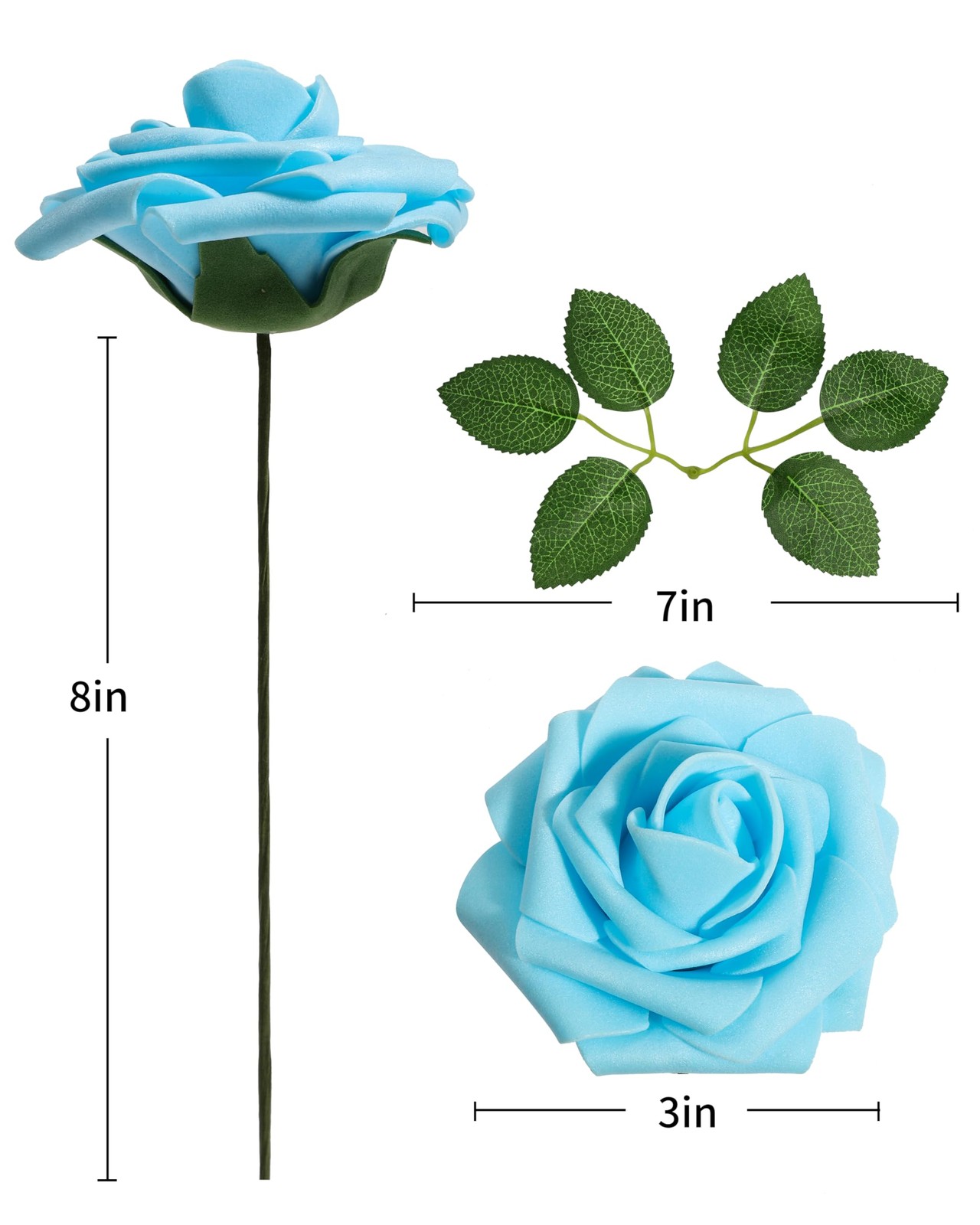 25Pcs Artificial Flowers Foam Roses Fake Roses with Stems