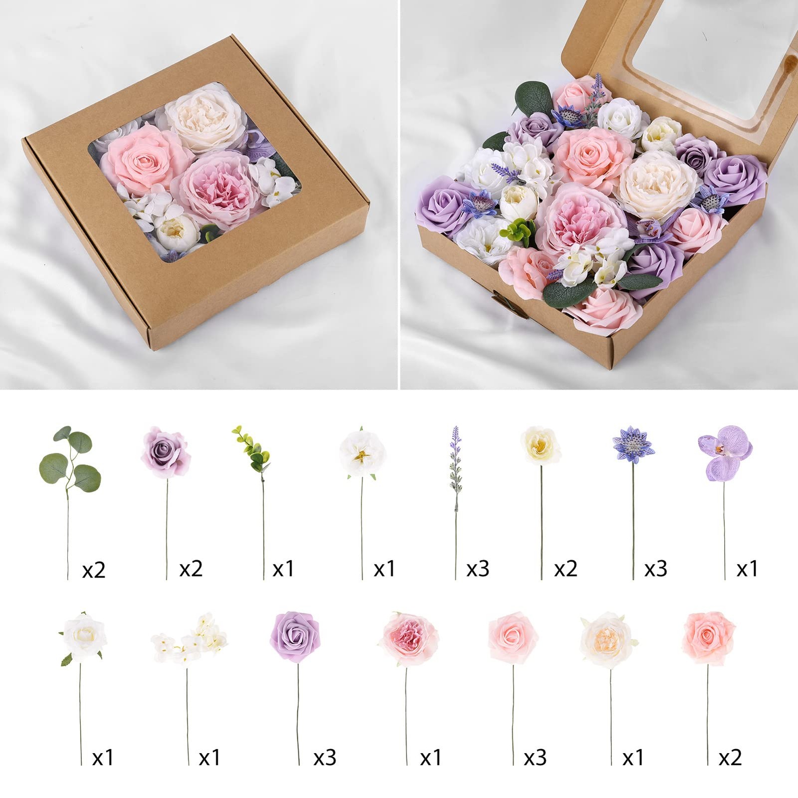 Purple Pink Artificial Flowers Combo