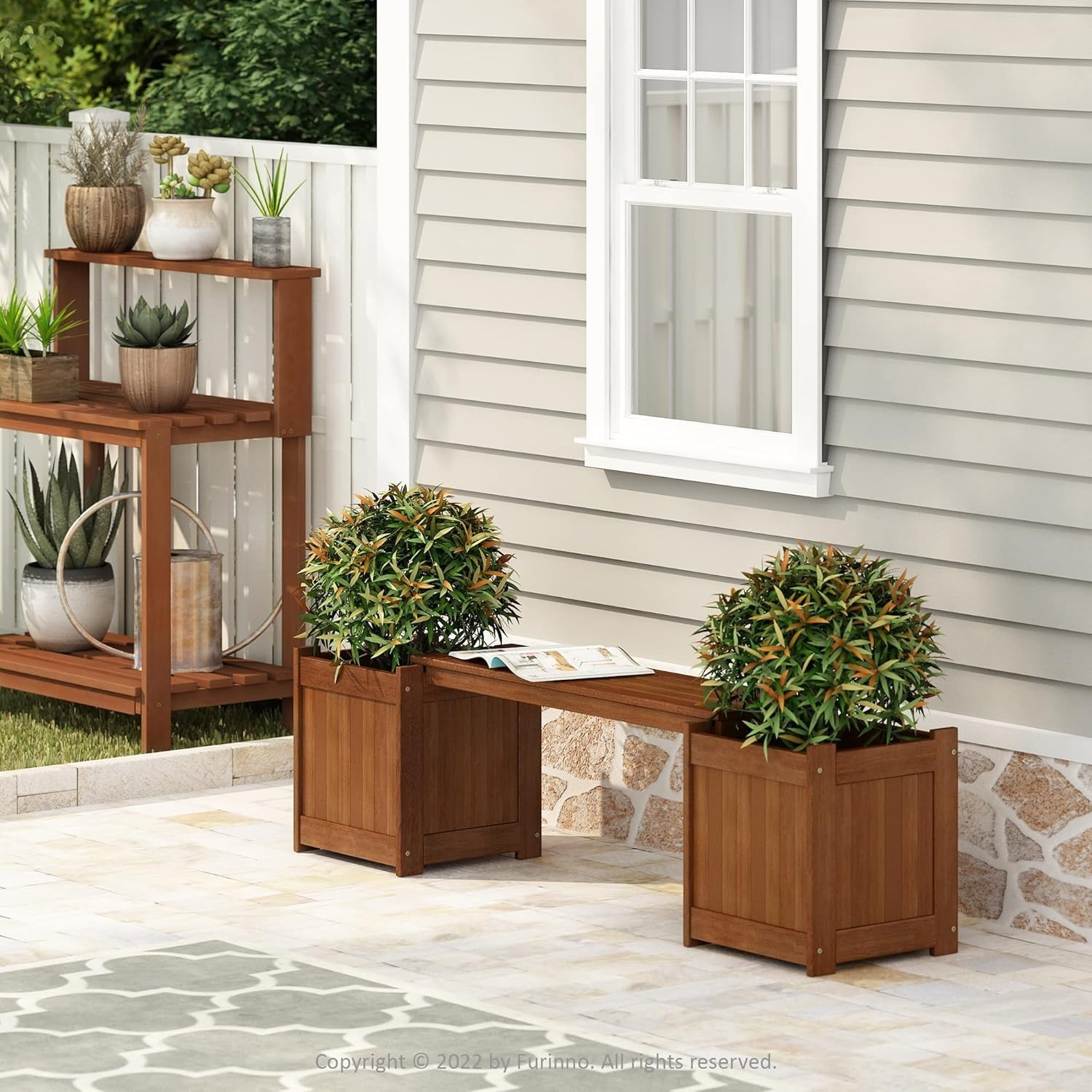 Tioman Weather-Resistant Flower Box & Bench – Elegant Outdoor Seating Solution