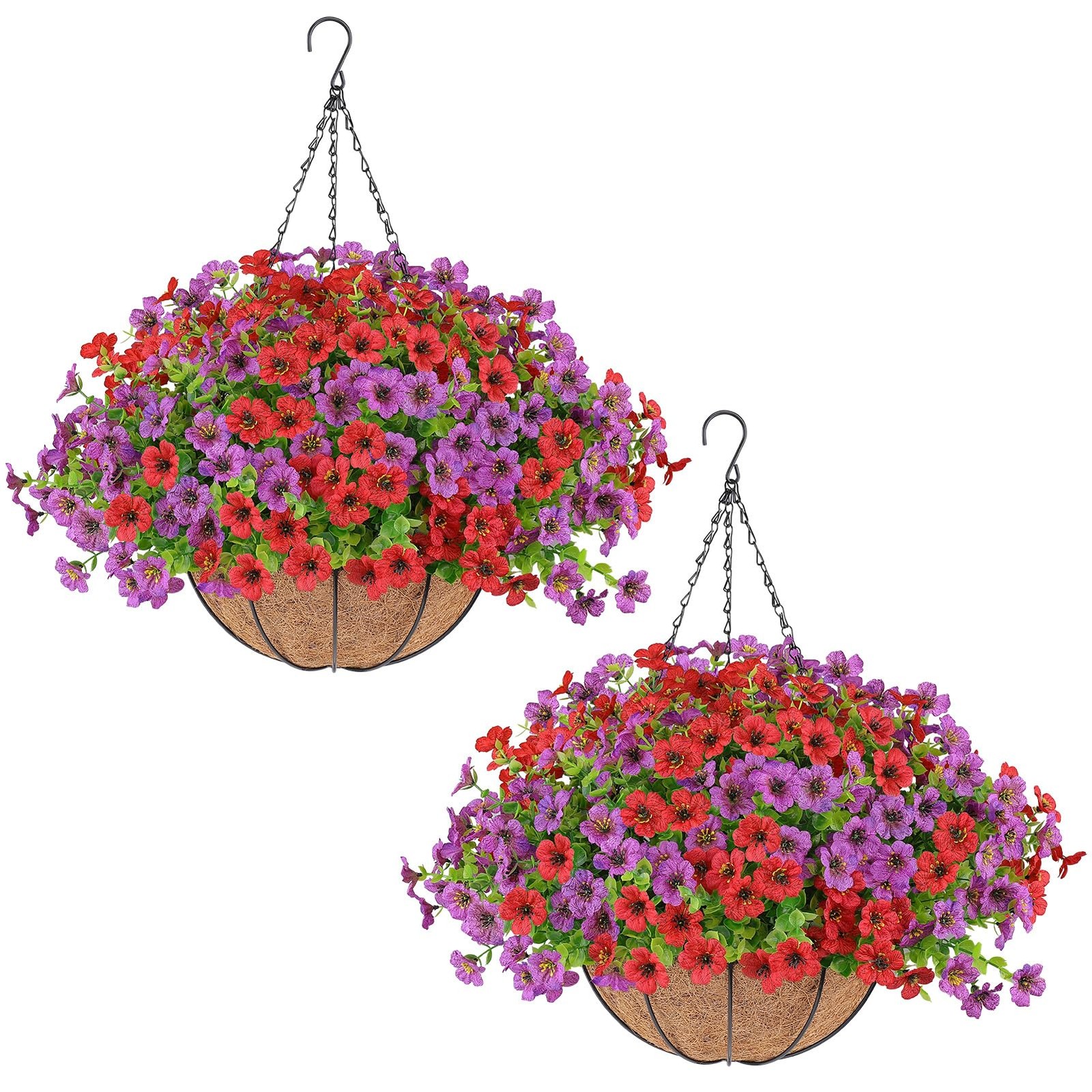 2 Set Artificial Flowers Hanging Plants in Basket,Artificial Hanging Flowers …