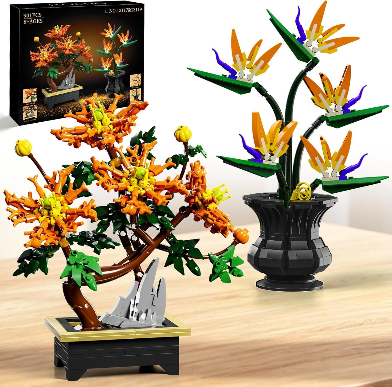 Botanical Flower Building Kit 901PCS for Adults Kids 8+ DIY Potted Bonsai Buildi