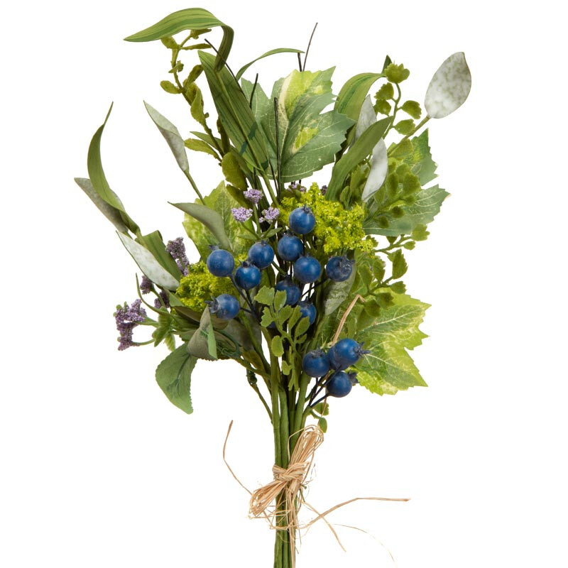 Set of 2 Artificial Blue Berry and Foliage 13-1/2″ Bundles
