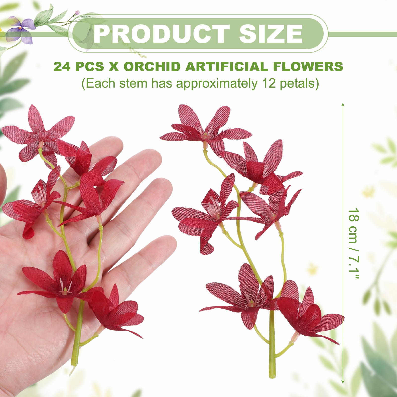 24Pcs Floating Flowers for Centerpieces Artificial Orchid Burgundy