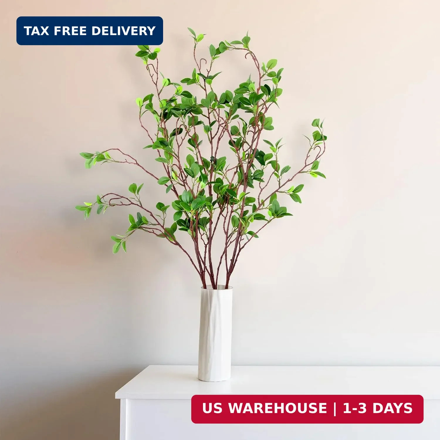 45 Artificial Ficus Branches 3 Piece Faux Greenery Stems for Home Decor