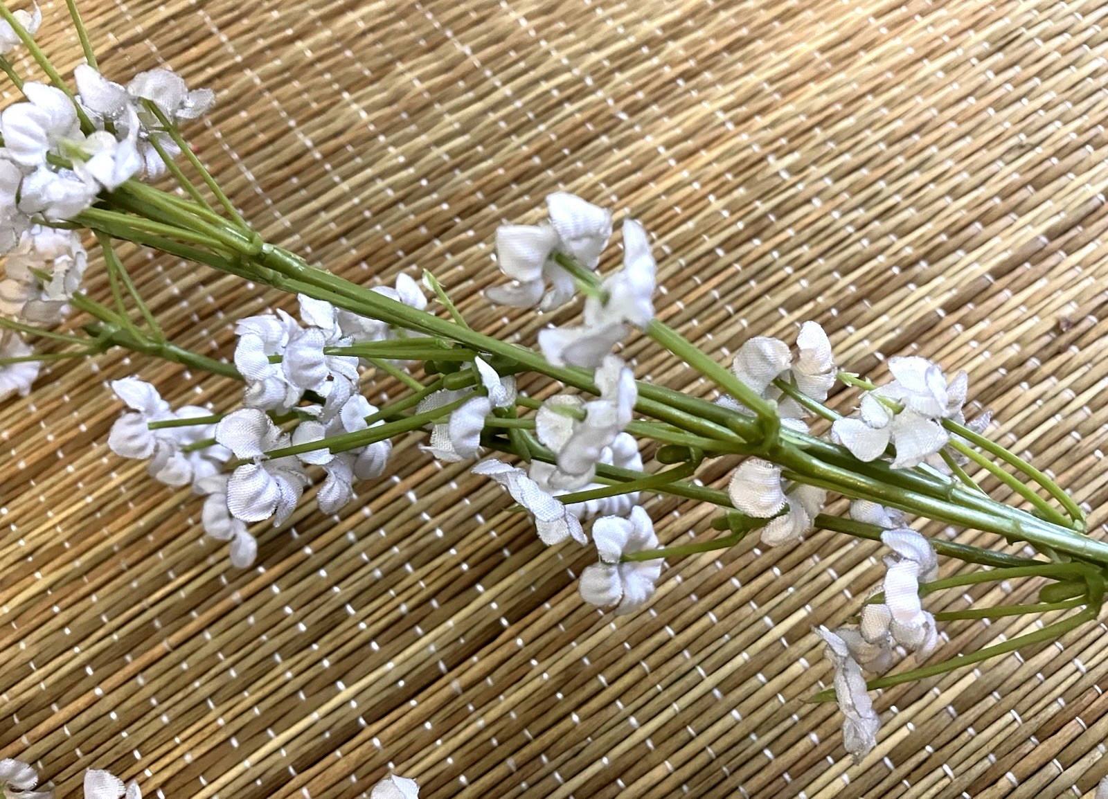 Vintage Bouquet of ARTIFICIAL Flocked White Gypsophila FLOWERS, Baby’s Breath