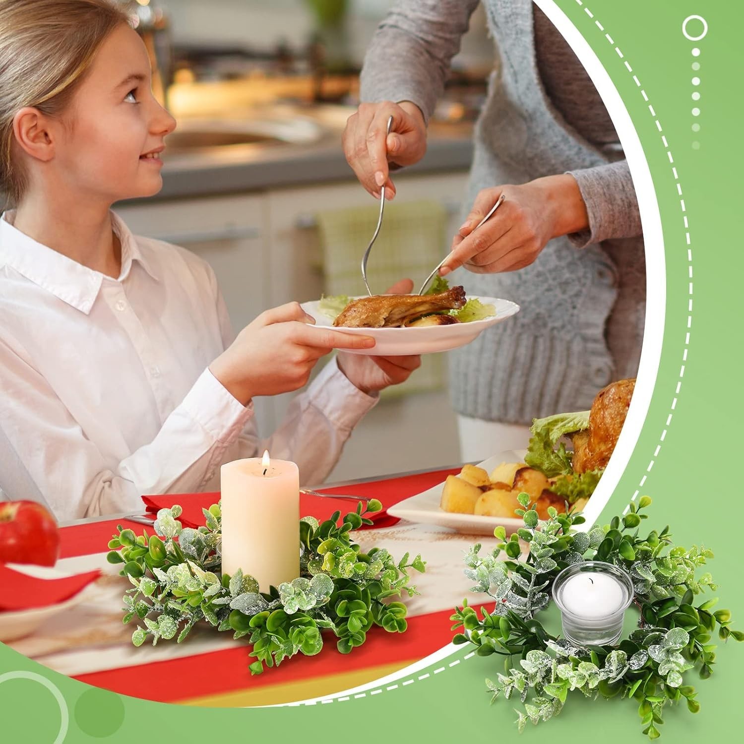 8 Pcs Mini Eucalyptus Candle Rings – Elegant Floral Wreaths for All Seasons