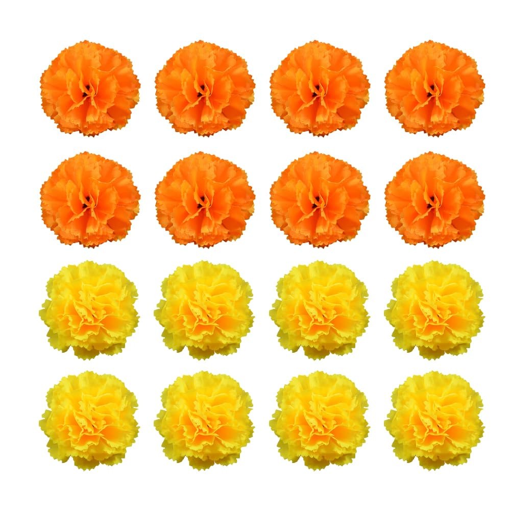 40 Pcs Artificial Marigold Flower Heads Faux Floral Heads Fake Halloween Mari…