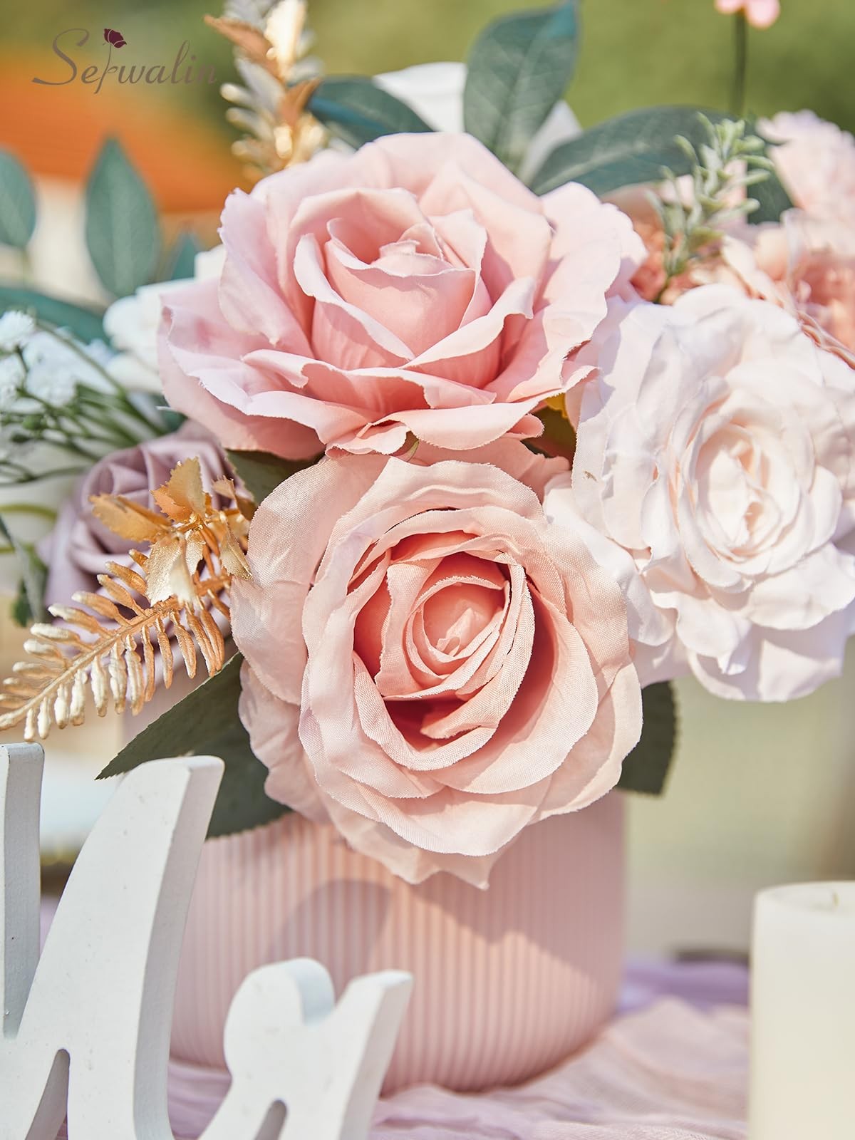 Artificial Flowers Box, Dusty Rose, Pink, White Roses, DIY Wedding Decor Bouquet