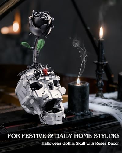 Skull Rose Bouquet Building Set Compatible with Lego Flowers for Adult