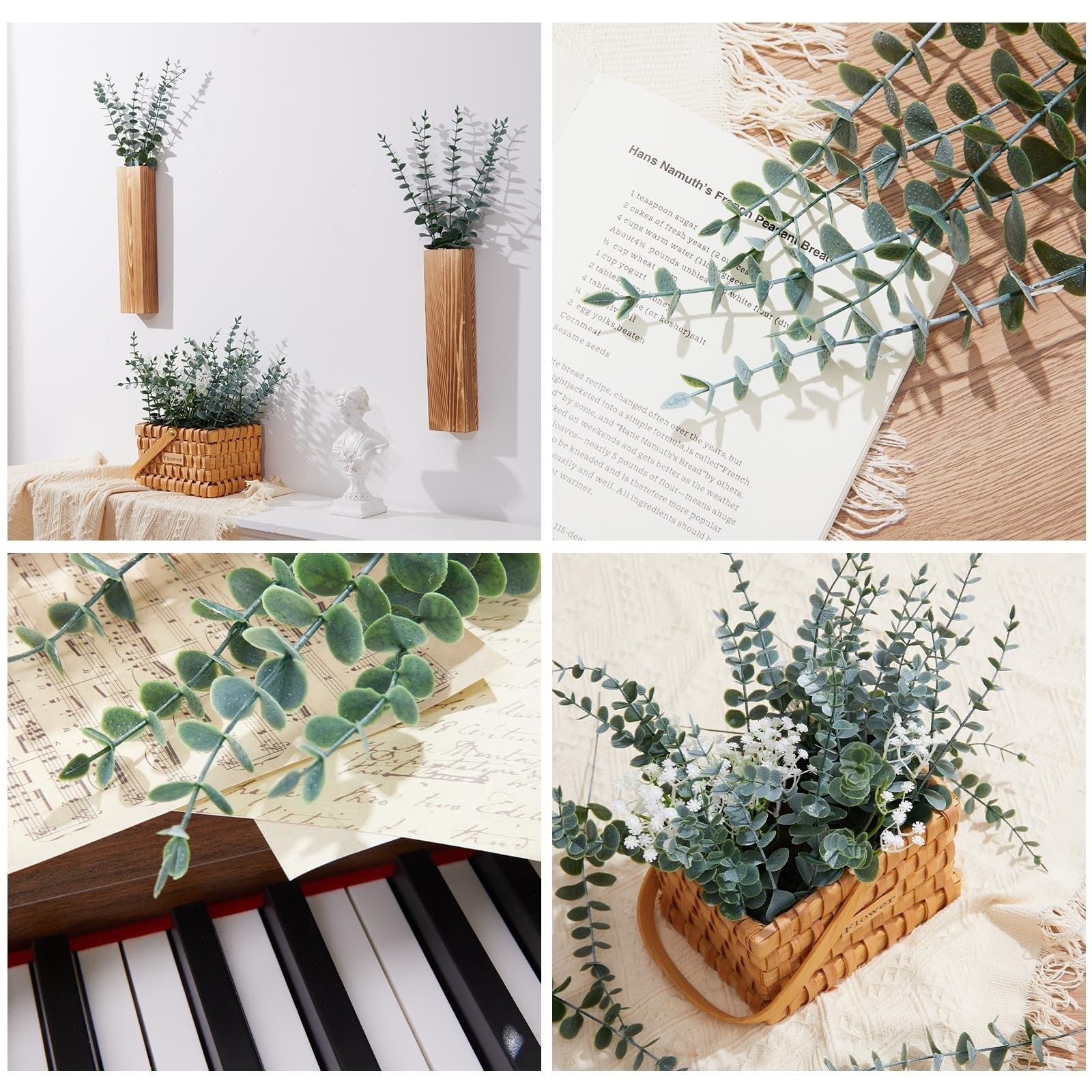 40PCS Artificial Eucalyptus Stems Real Touch Faux Greenery for Home Decor