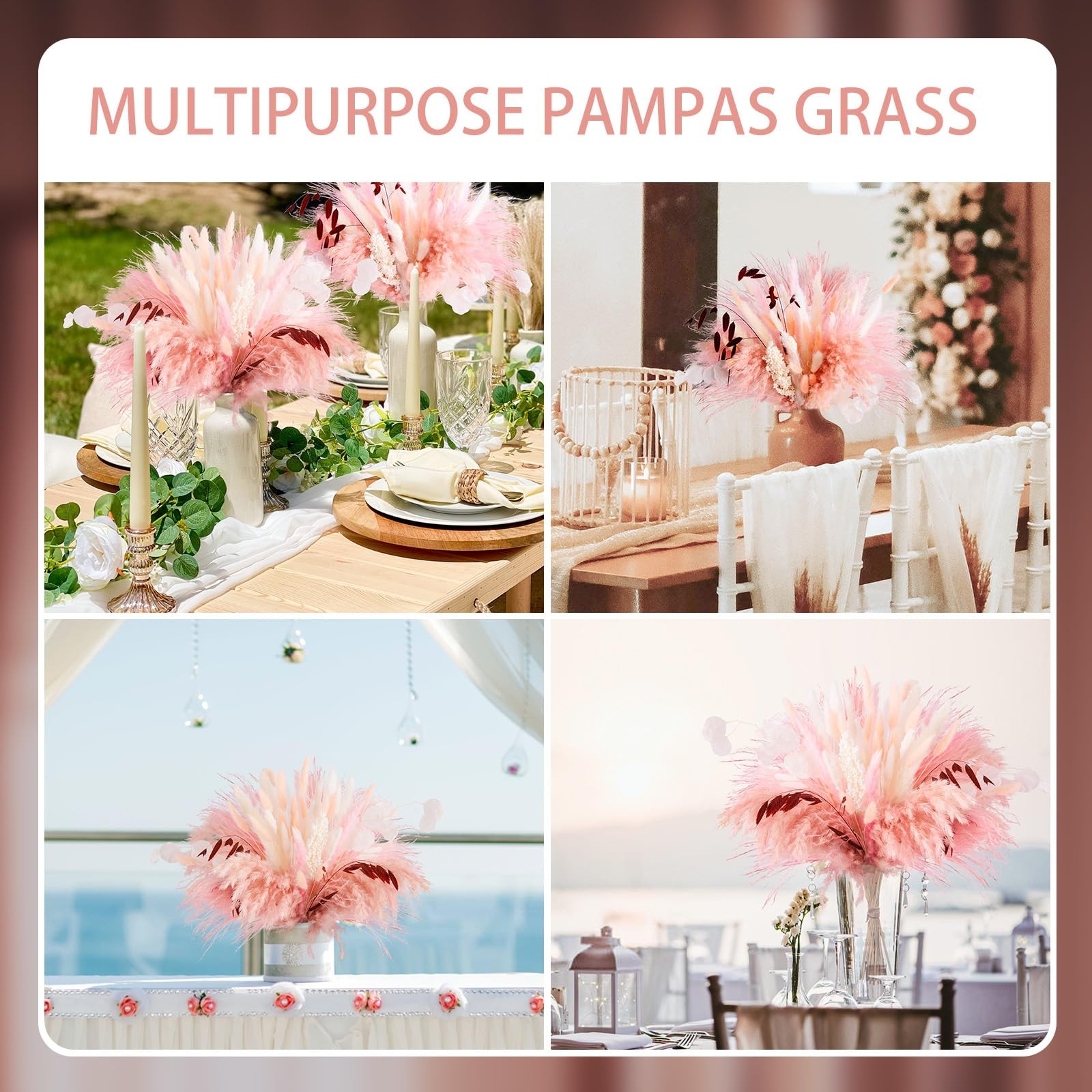 N&T NETING 85Pcs Pink Pampas Grass Decor, Natural Dried Floral Pampas Grass, …
