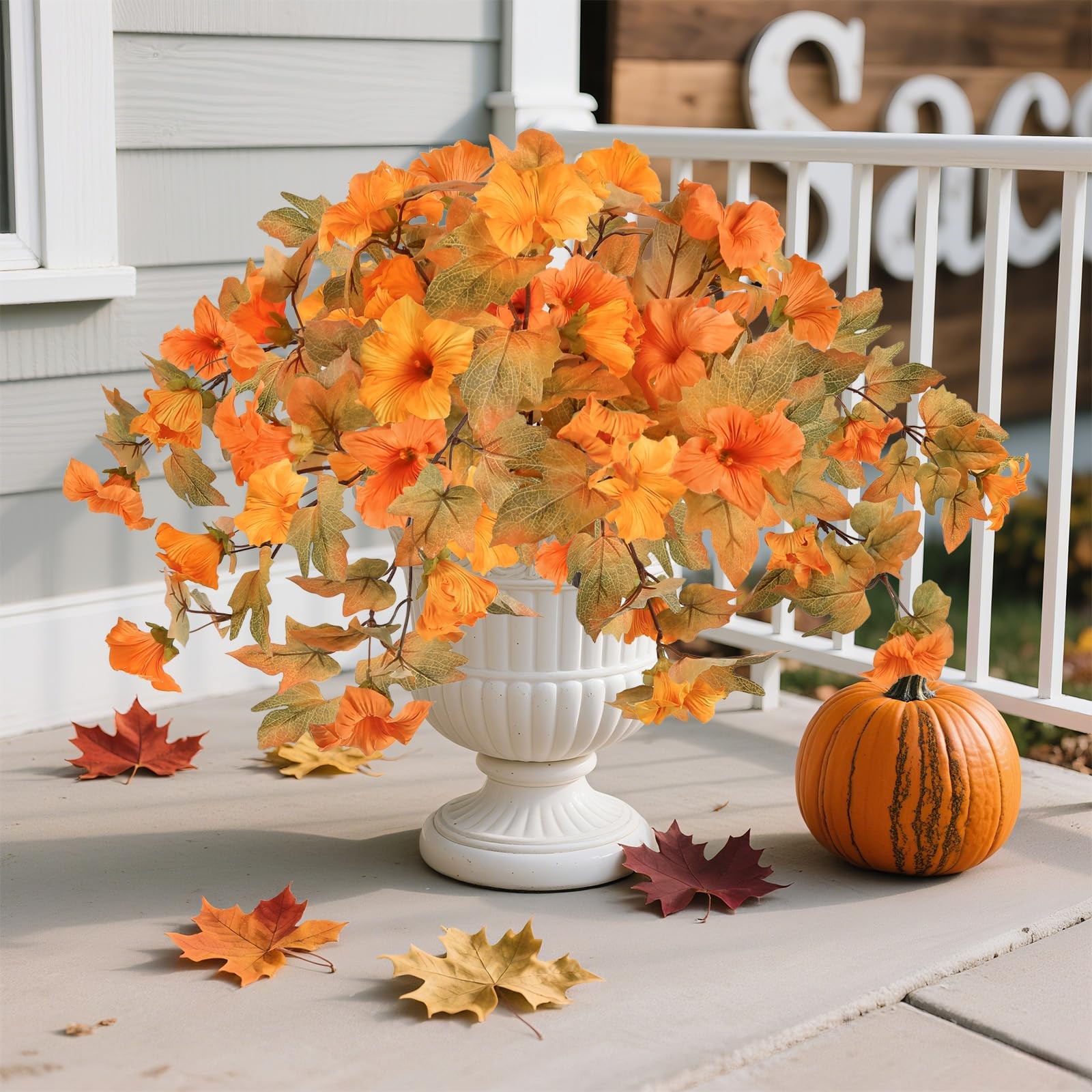 2PCS Artificial Fall Flowers for Outdoor Fall Decorations for Home Fake Petun…