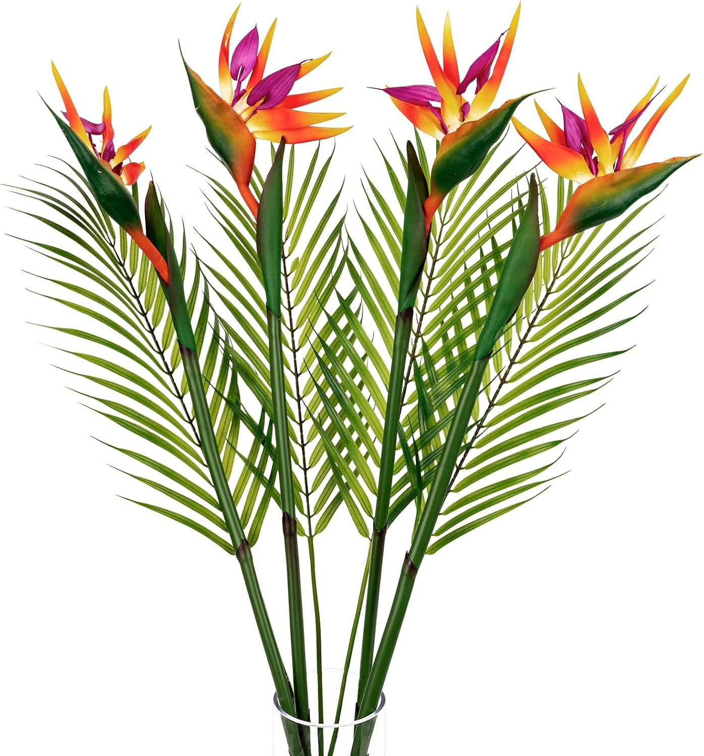 8 PCS Faux Bird of Paradise & Palm Leaves for Home, Garden, Wedding Decor