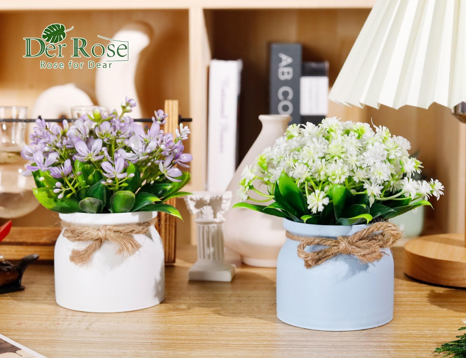 4 Pack Small Artificial Flowers – Faux Plants for Indoor Decor, Centerpieces, We